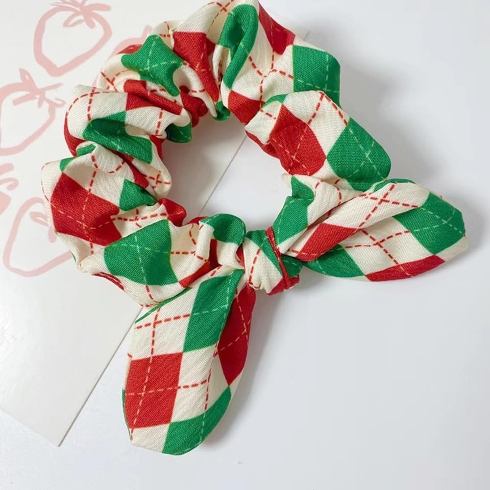 6-Piece Christmas Bow Scrunchies for Women & Girls - Cute Bunny Ear Hair Ties, Ponytail Hair Bands & Hair Accessories (Perfect for Holidays, Gifts & Everyday Styling)