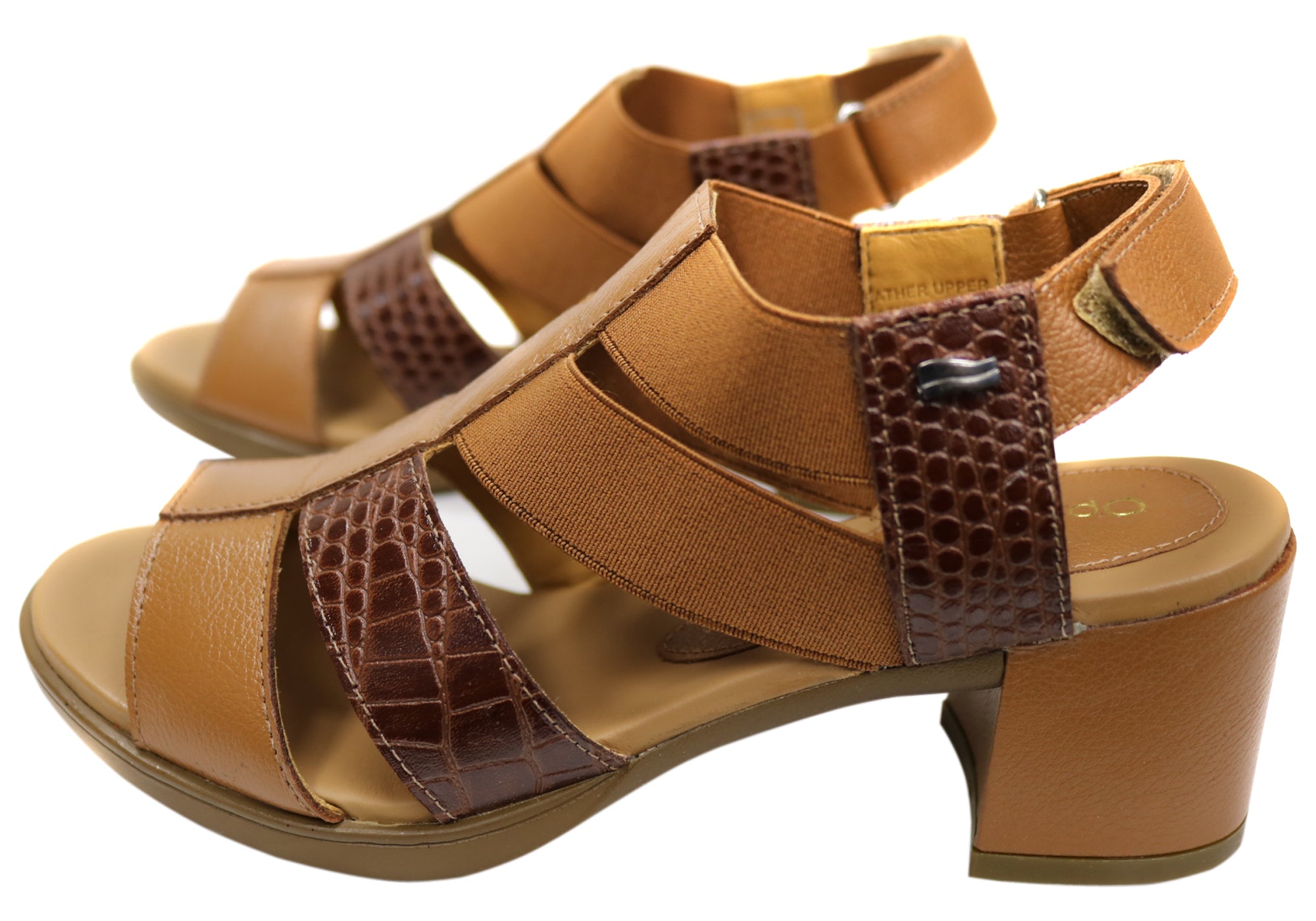 Opananken Chantel Women's Comfortable Leather Mid Heel Sandals - Stylish & Supportive for Work, Date Night & Summer Outfits