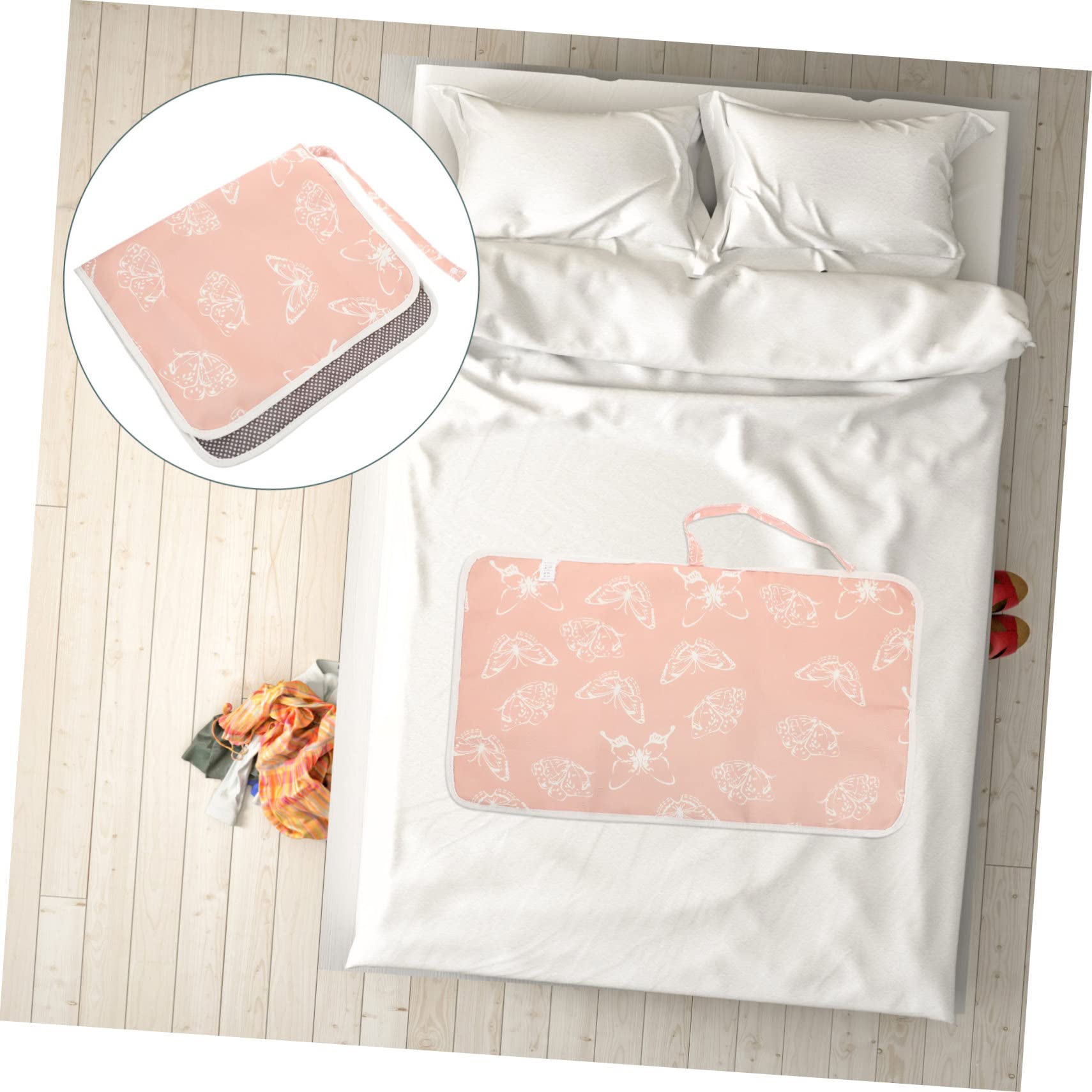 iBasenice 4-Pack Portable Baby Changing Mat - Waterproof Travel Diaper Changing Pad with Soft Polyester Cotton - Perfect for Nursery, On-the-Go & Airplane Diaper Changes