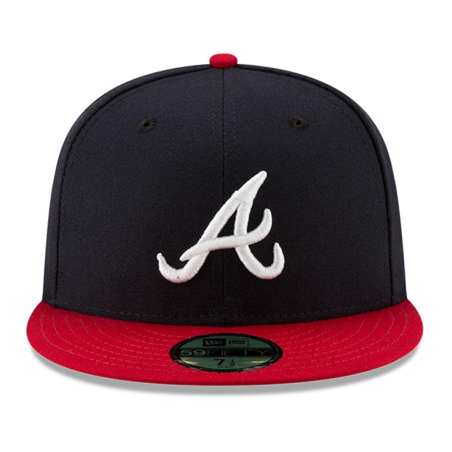 New Era 59Fifty Authentic MLB Atlanta Braves Baseball Cap - Navy & Red Official Logo Fitted Hat for Men & Women | Perfect for Games, Fan Gear & Streetwear Fashion