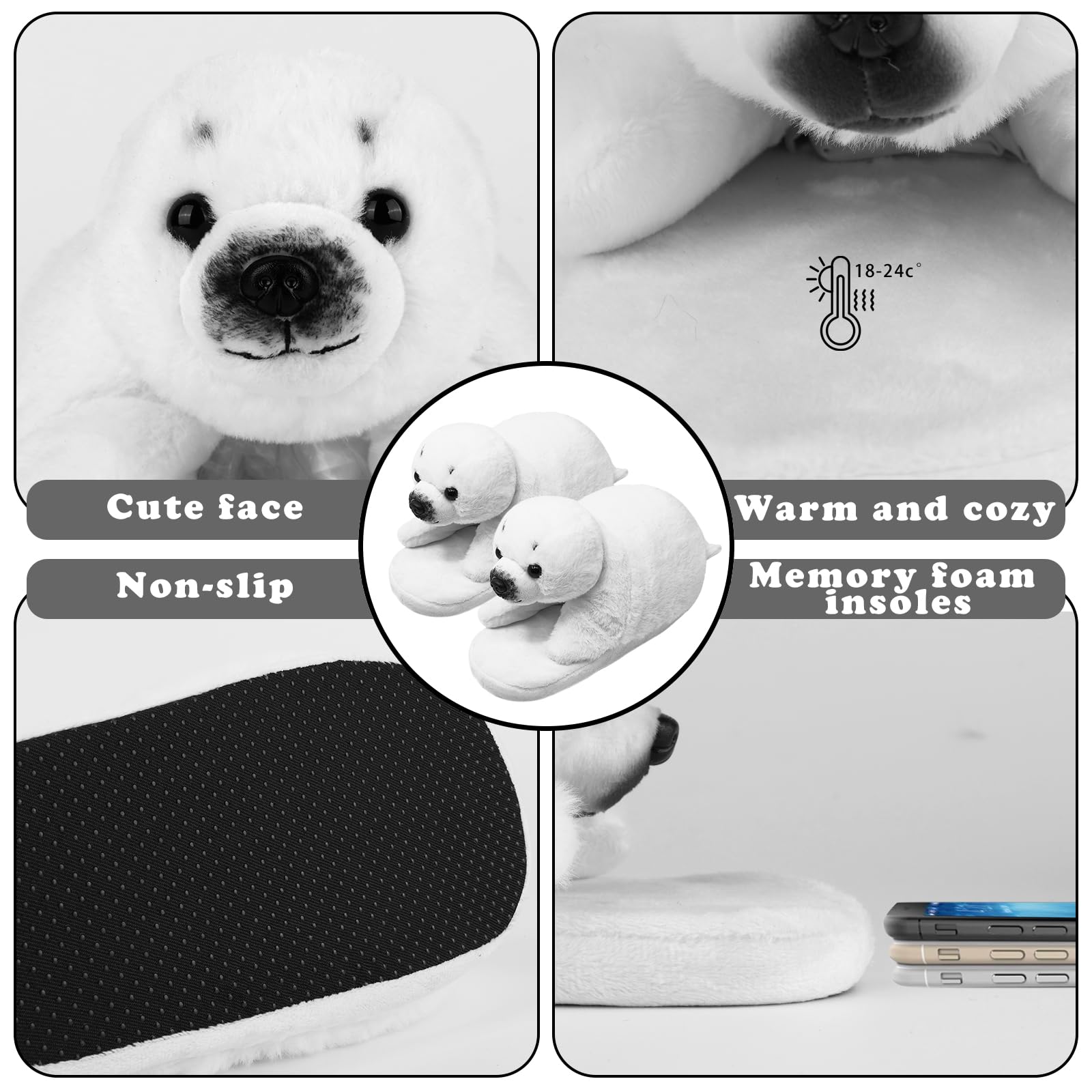 Funny Animal Slippers for Women - Cartoon Cute Fluffy House Slippers with Soft Memory Foam, Cozy Cotton Indoor Slides | Perfect Birthday Gift for Her, Best for Relaxing at Home & Spa Days
