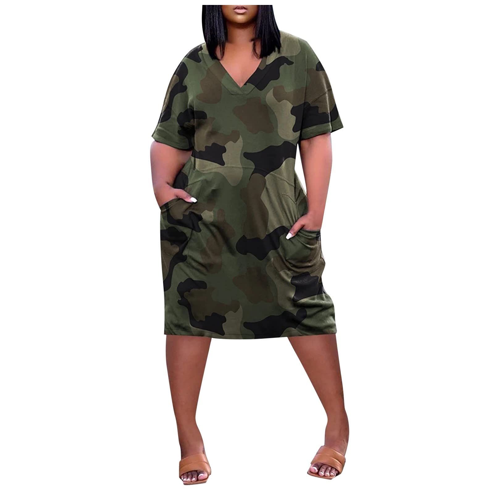 iOPQO Women's Fashion V-Neck Sleeveless Casual Dress - Sexy Open Back Summer Dress for Women, Green Size S - Perfect for Beach, Party & Daily Wear