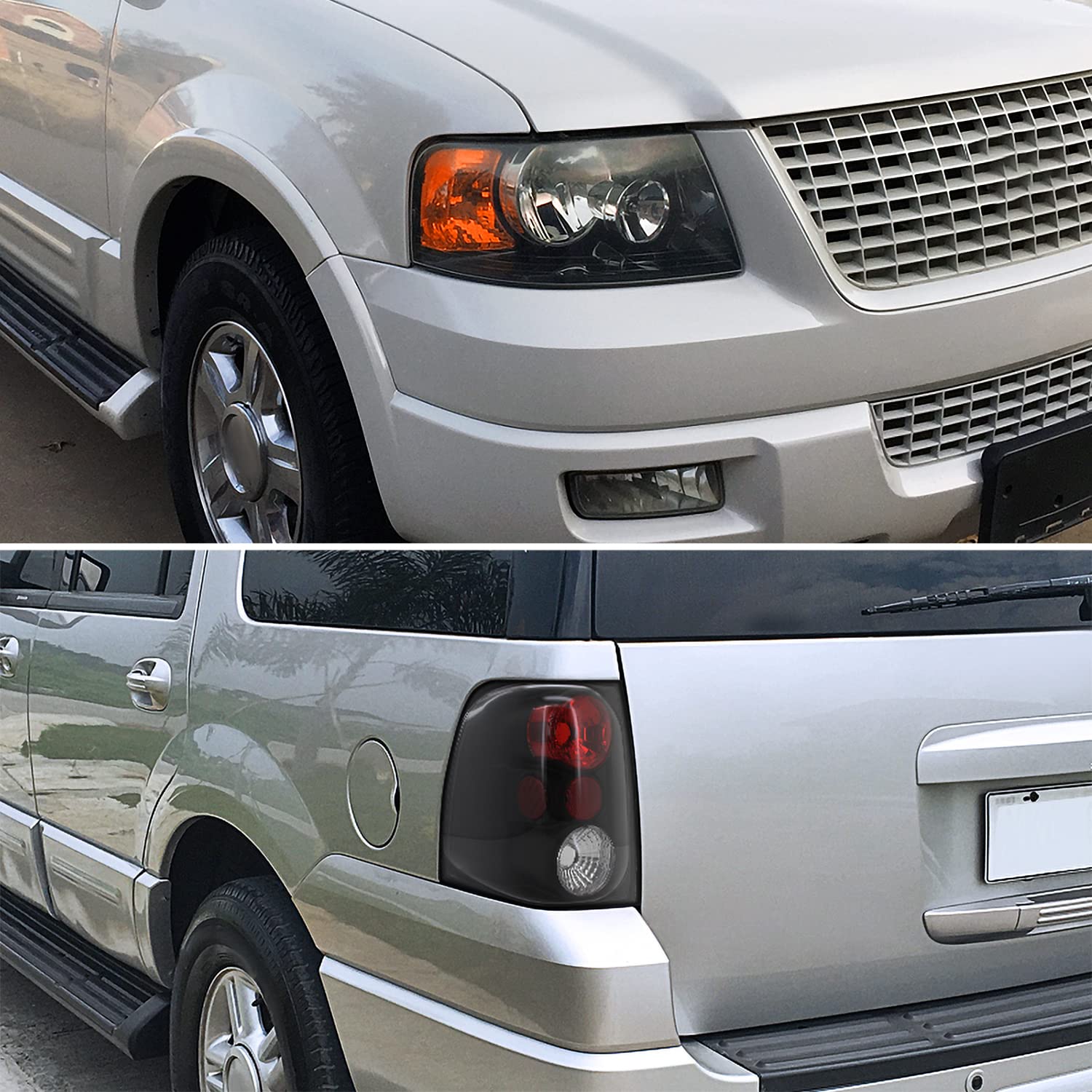 Spec-D Tuning Black LED Headlights & Tail Lights for Ford Expedition - Left & Right Pair - Upgrade for Enhanced Visibility & Style (Perfect for Night Driving & Off-Road Adventures)