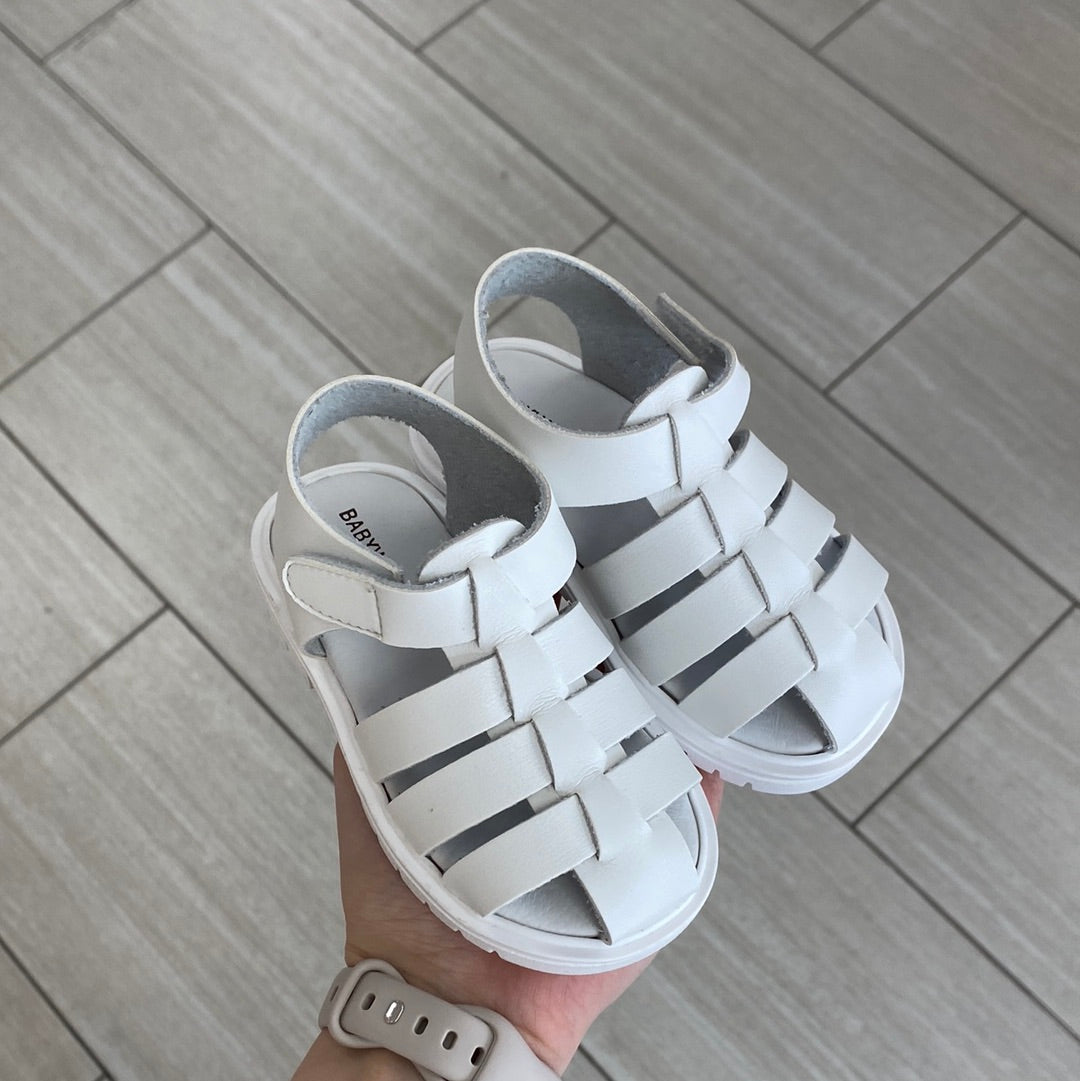 White Gladiator Baby Sandals for Infants & Toddlers - Soft Leather Walking Shoes for First Steps - Perfect for Outdoor Play, Beach & Summer Outfits