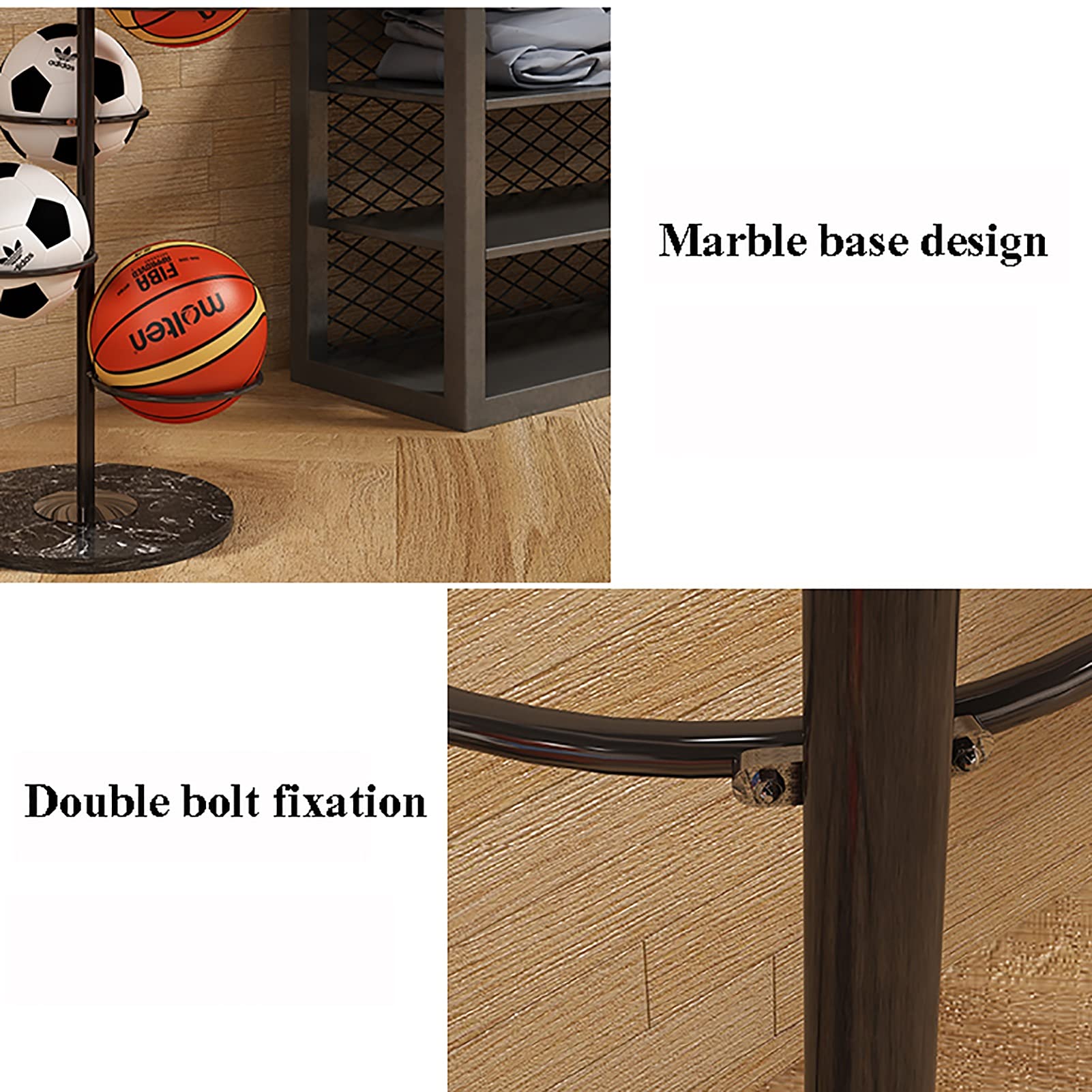 CMMC Home Sports Ball Storage Rack - Organizer for Football, Basketball, Volleyball - Perfect for Kindergarten, Playroom & Gym Equipment Organization