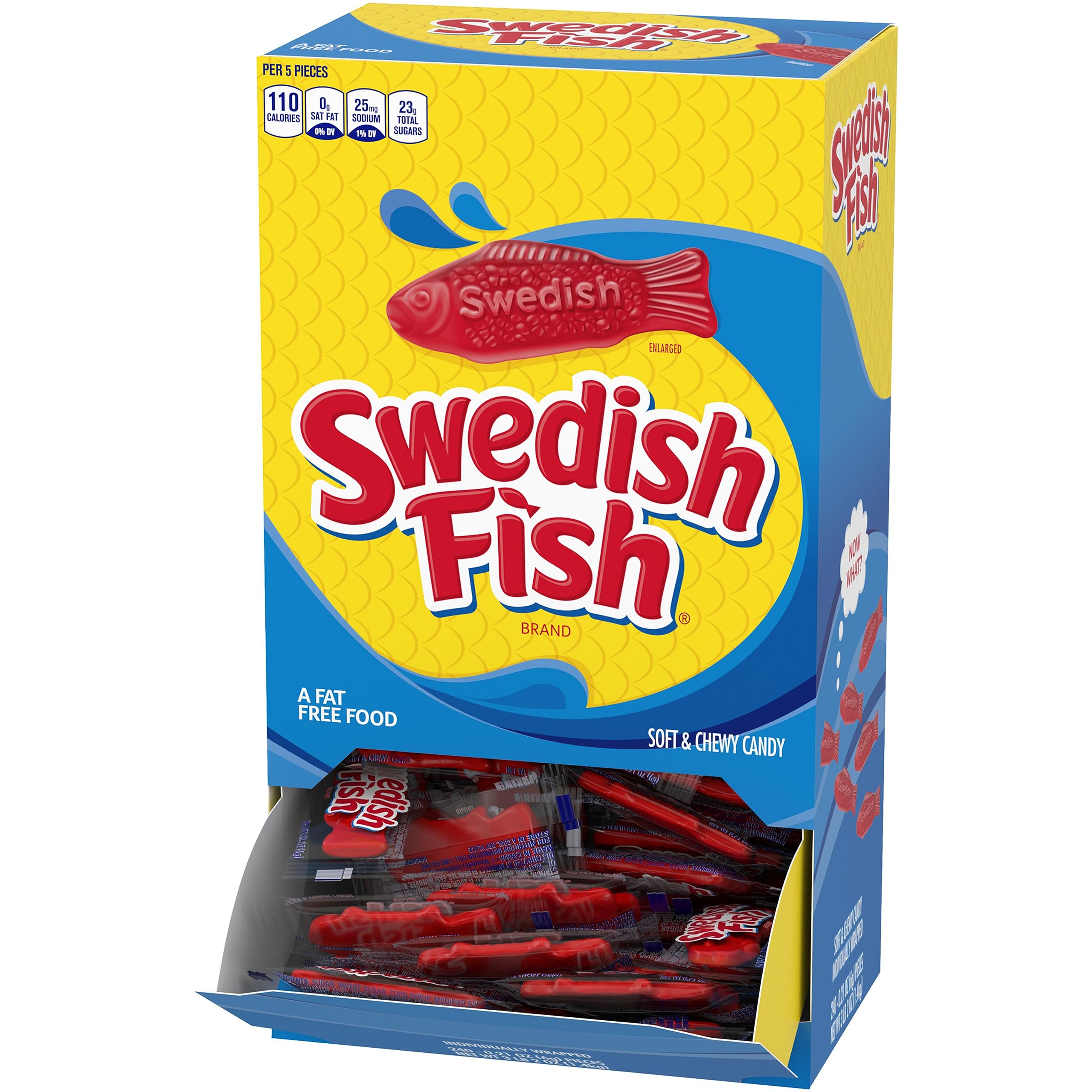 Swedish Fish 240-Piece Grab-and-Go Candy Snacks Box - Bulk Gummy Candy for Office, Party, Movie Night & Road Trips - Perfect Reception Treats & Sweet Snacks