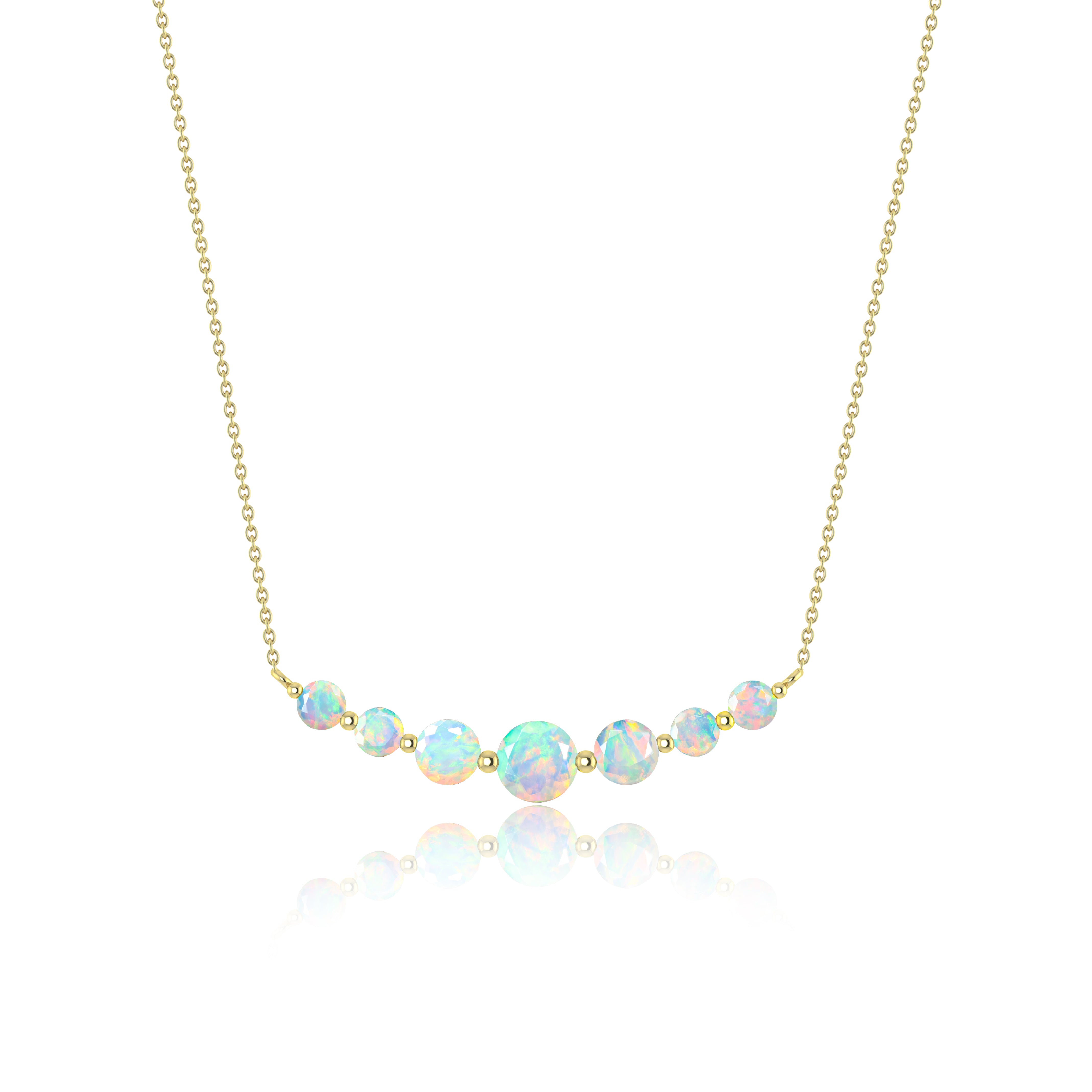Exquisite Round Fire Opal Bar Pendant Necklace for Women | Genuine Opal Jewelry Gift for Her | Perfect for Date Nights, Anniversaries & Special Occasions
