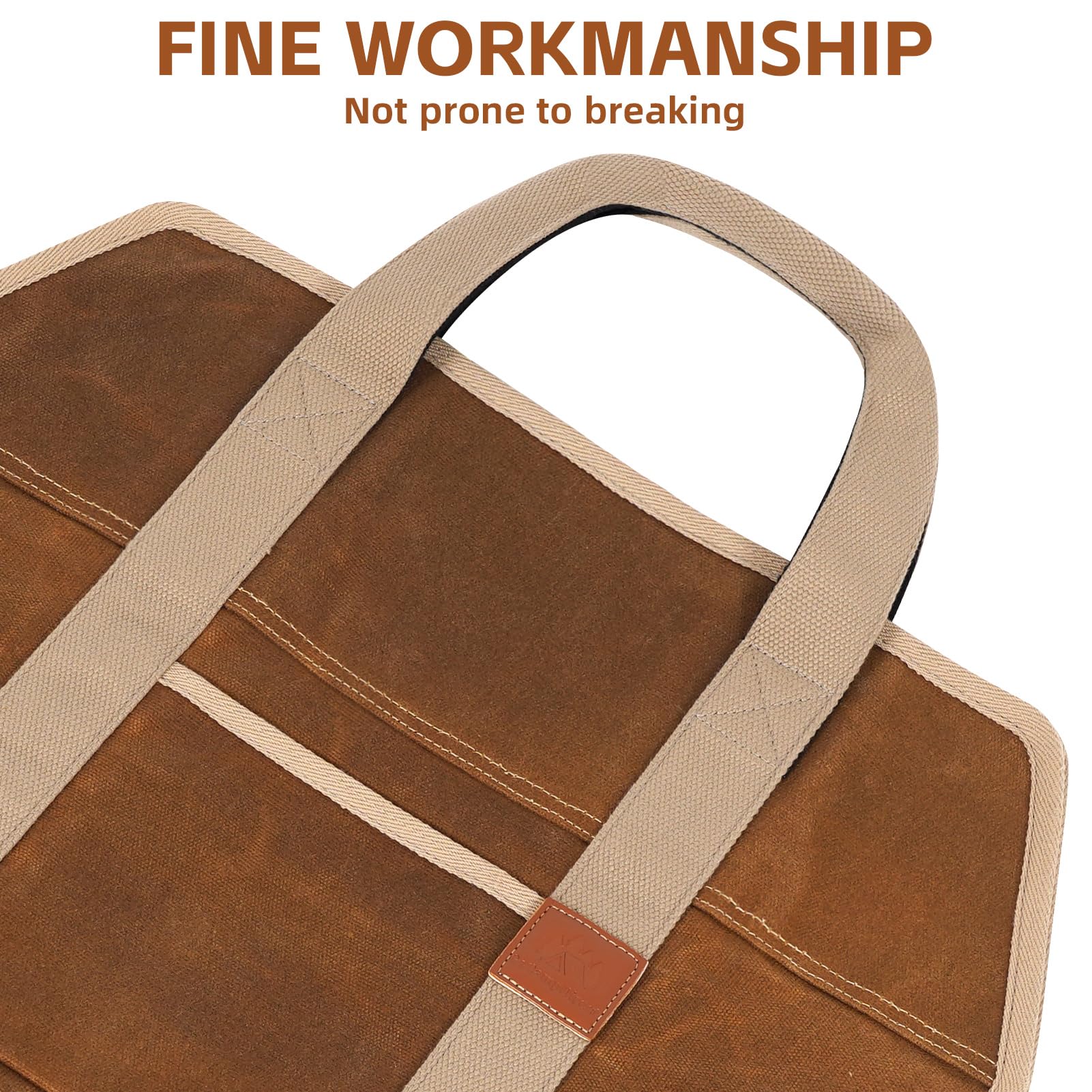 39×18 Inch Firewood Carrier with Handles - Heavy Duty Waxed Canvas Log Tote Bag | Waterproof Firewood Holder for Camping, Fireplace & Indoor Use | Rust-Resistant Wood Carrying Bag for Outdoor Adventures