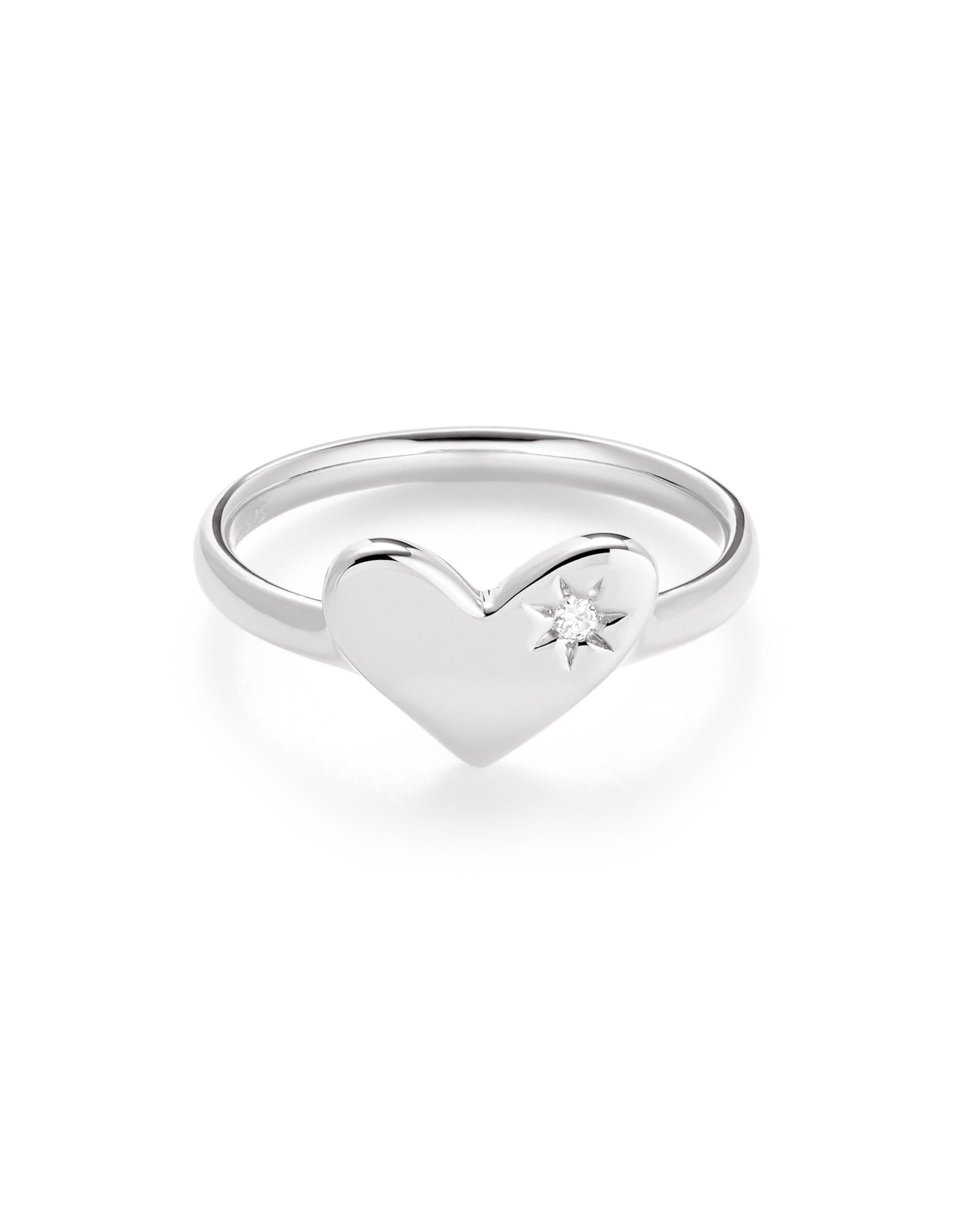 Ari Heart Band Ring - Sterling Silver with White Sapphire | Elegant Jewelry for Women, Perfect for Valentine's Day, Anniversary & Romantic Gifts