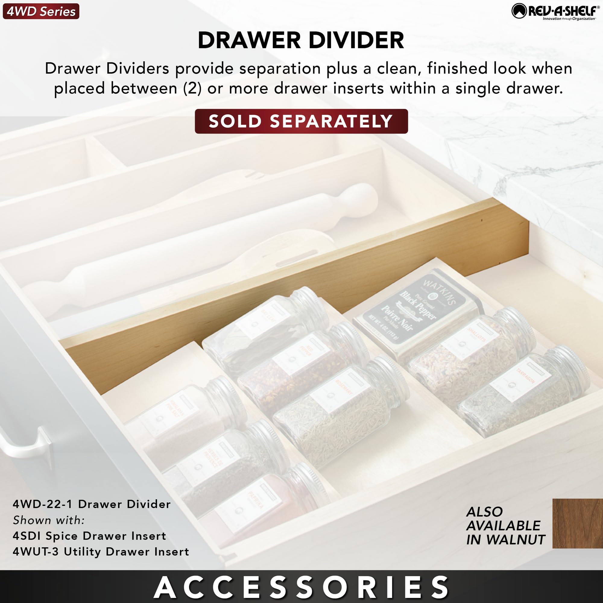 Rev-A-Shelf Adjustable Silverware Drawer Organizer - 9-Compartment Natural Maple Wood Utensil Tray for Kitchen Cutlery Storage | Fits Most Cabinets | Perfect for Organizing Forks, Spoons & Knives