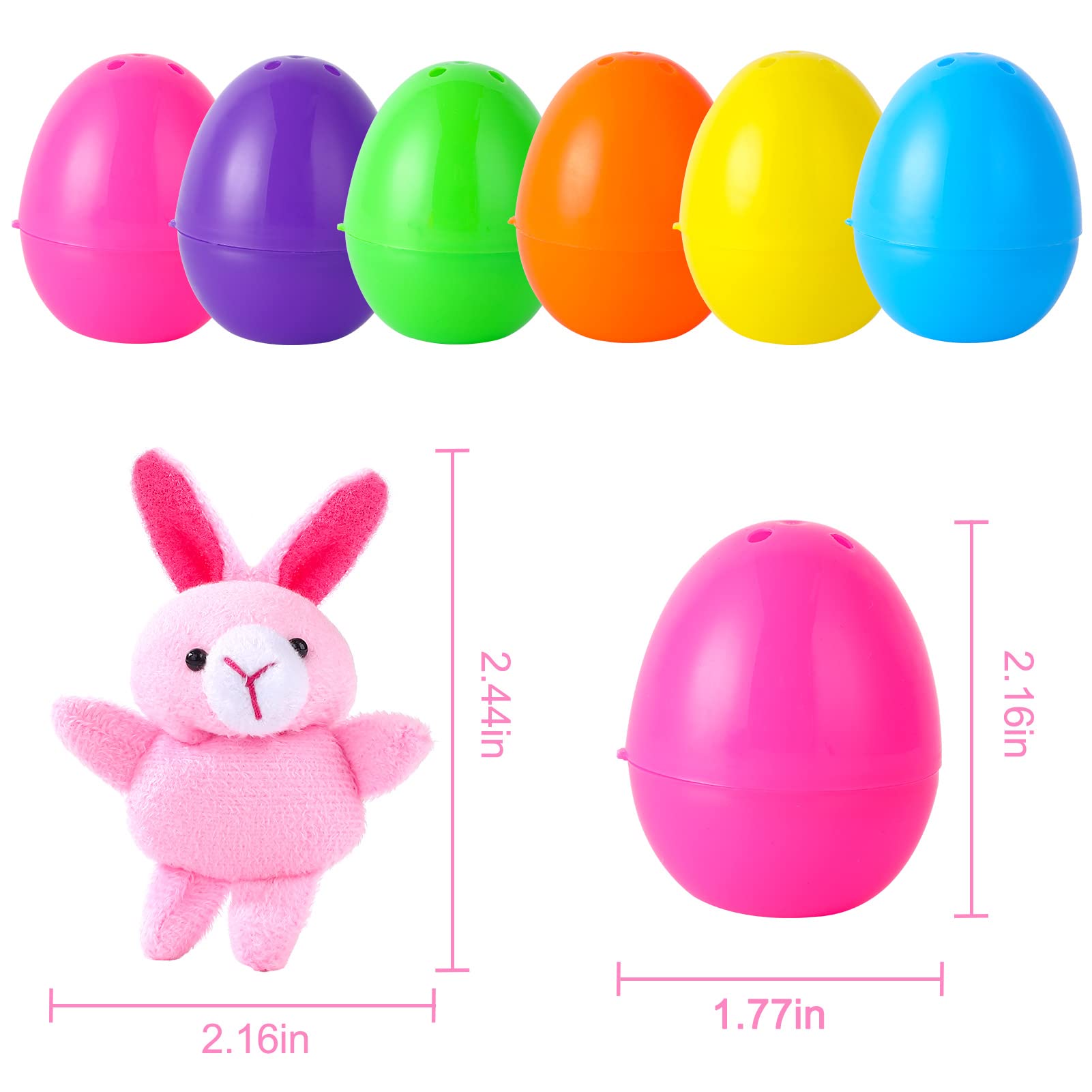 24 Pack Easter Eggs with Mini Plush Animals - Stuffed Toys for Kids, Easter Basket Stuffers & Fillers, Easter Egg Hunt Prizes, Party Favors - Perfect for Easter Celebrations, Classroom Rewards & Birthday Party Gifts