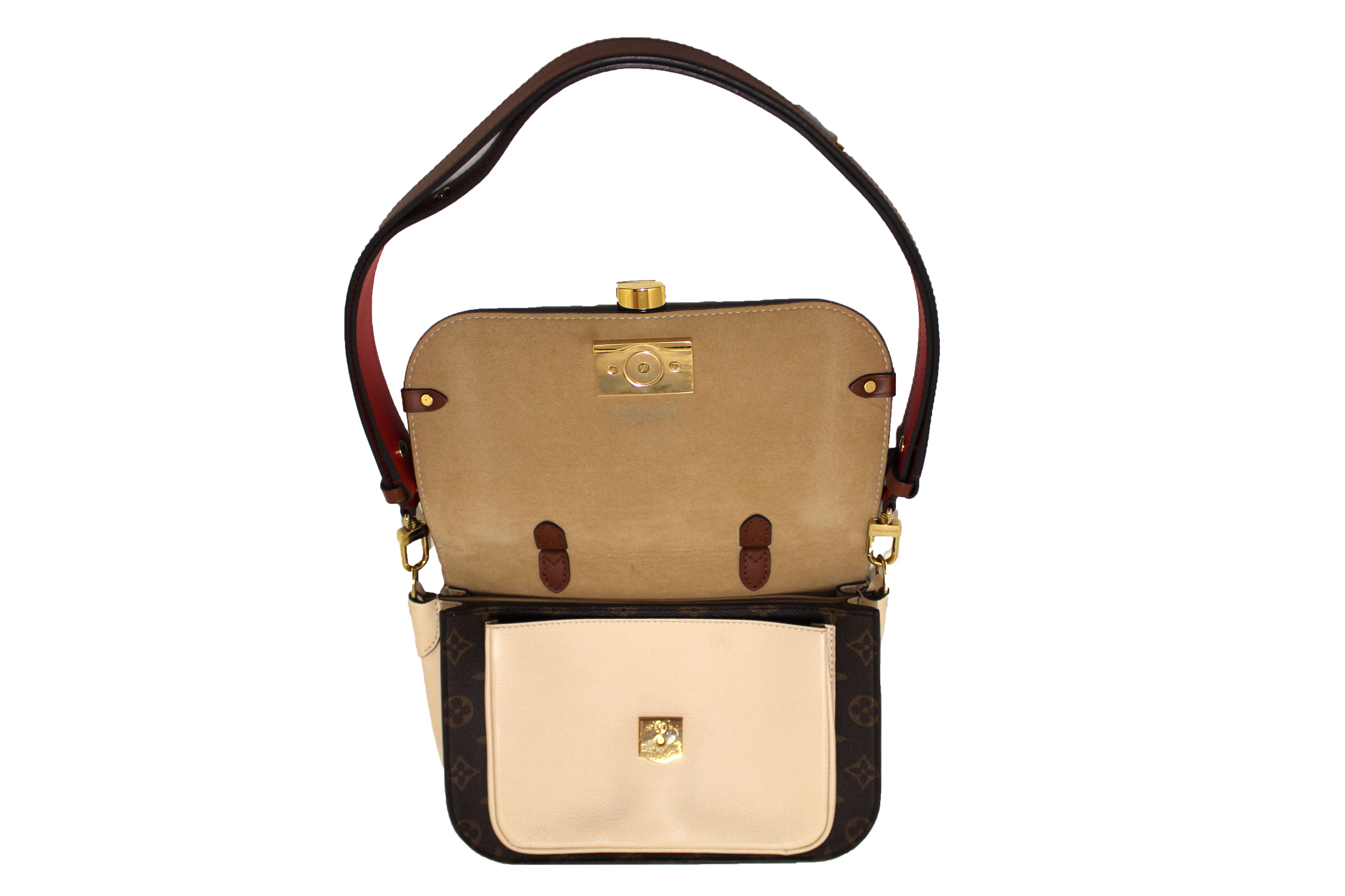 Authentic Louis Vuitton Monogram Canvas Vaugirard Handbag with Creme Leather Trim - Luxury Designer Shoulder Bag for Women, Perfect for Work, Travel & Everyday Use