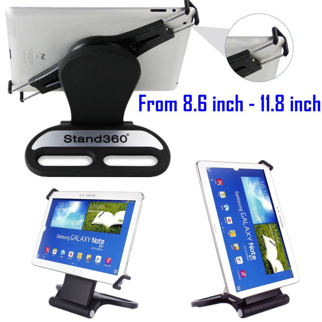 Kastar 360° Swivel Rotating Tablet Stand Holder with Collapsible Base - Universal Compatible with iPad 1/2/3/4, iPad Mini, iPad Air, Samsung Galaxy Tabs & 7-10 Inch Tablets - Perfect for Home, Office & Travel Use (Black)