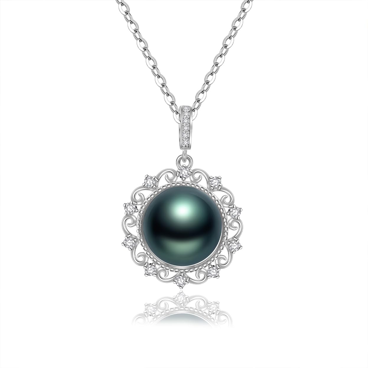 Tahitian Black Pearl Necklace for Women - 18K Gold Plated Sterling Silver Pearl Pendant - Elegant Gift for Wife, Mom, Girlfriend - Perfect for Wedding, Birthday, Anniversary, Mother's Day, Valentine's Day & Christmas - Luxury Jewelry for Special Occasions & Evening Events