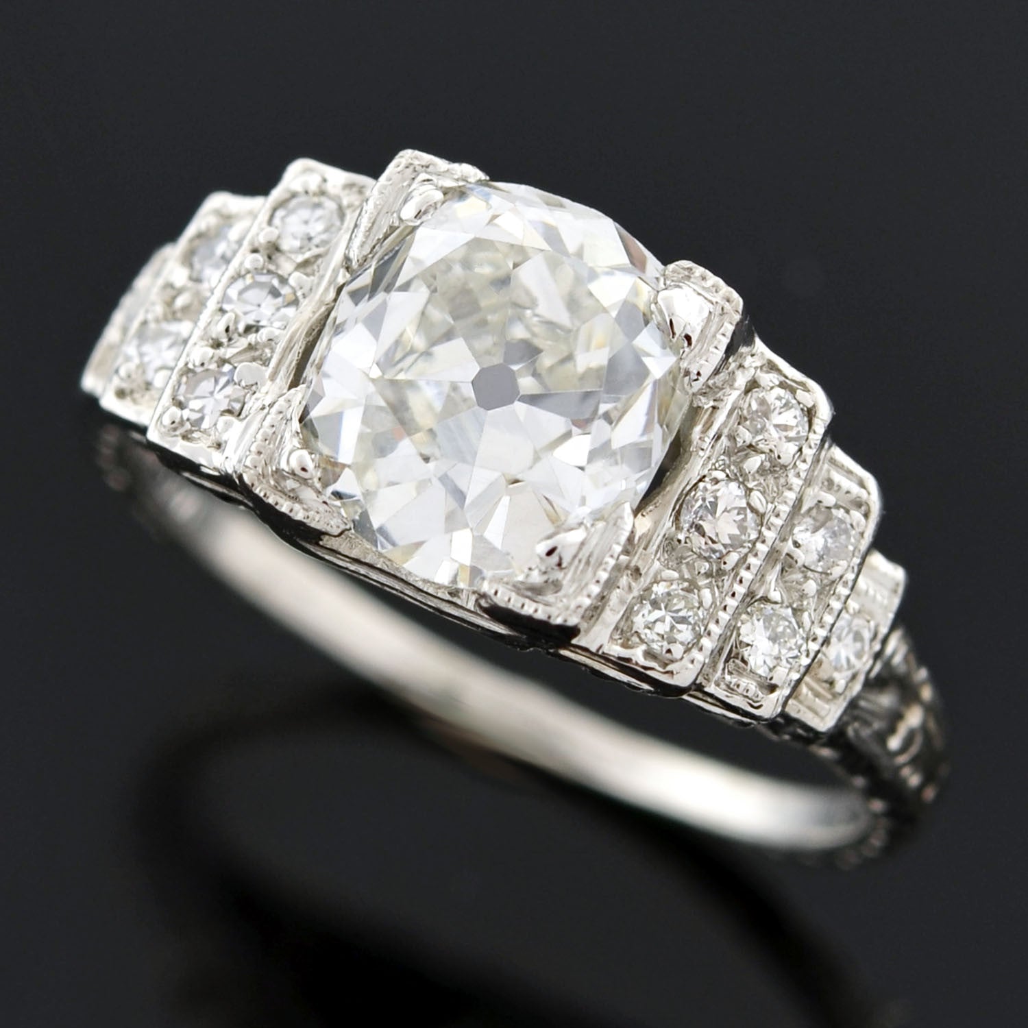 Art Deco Platinum Diamond Engagement Ring 2.16ct - Vintage Inspired Wedding Band for Women, Perfect for Proposals, Anniversaries & Special Occasions