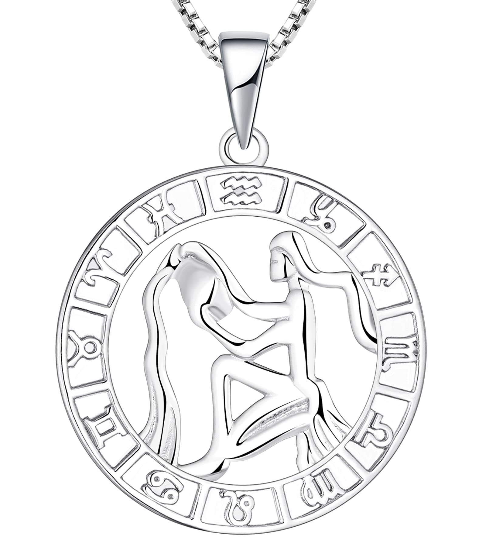 YL Constellation Necklace - 925 Sterling Silver Zodiac Pendant with Astrology Disc & 18K White Gold Plating | Perfect for Birthday Gifts, Anniversary Presents & Spiritual Jewelry Lovers