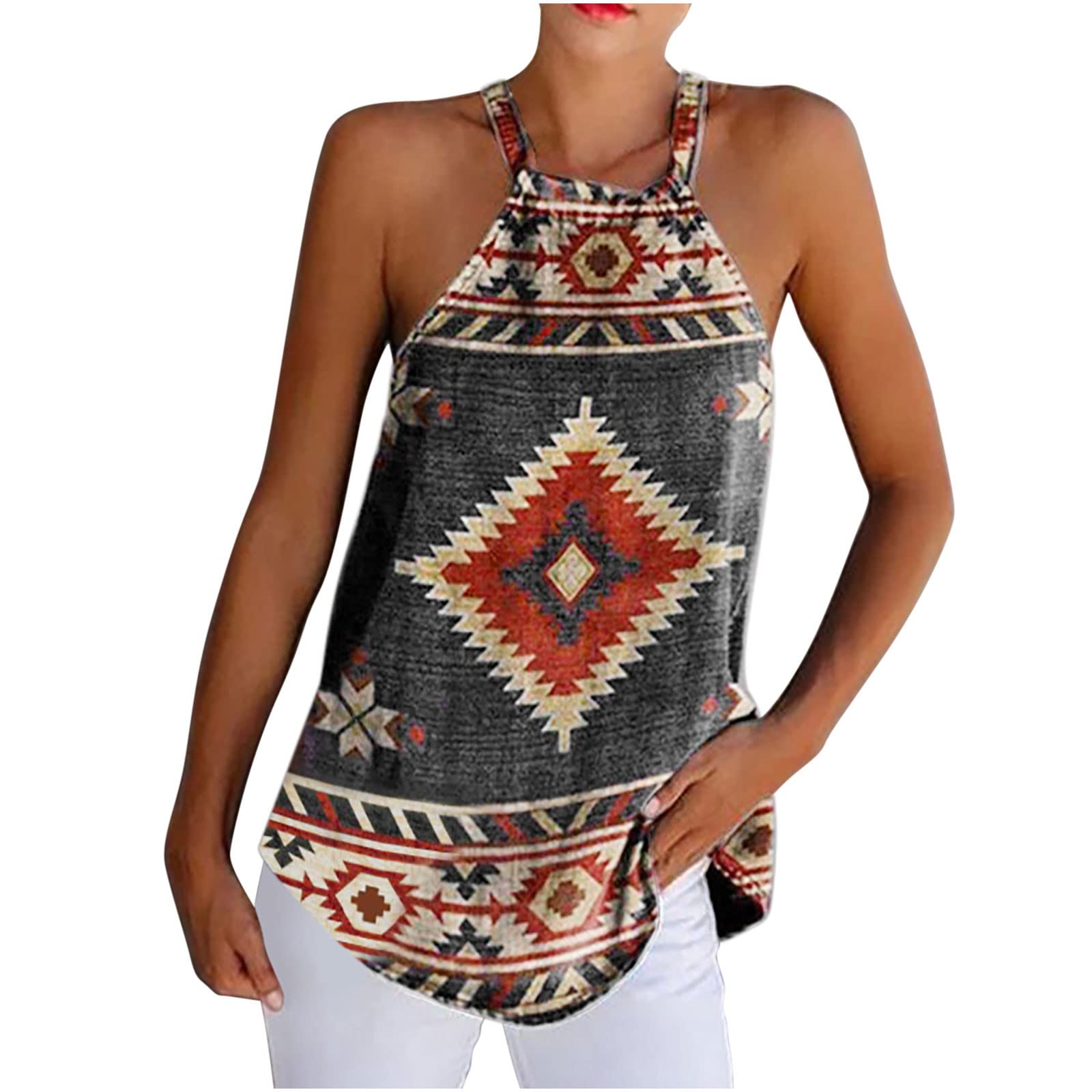 Women's Sexy Vintage Floral Print Sleeveless V-Neck Tank Top with Suspenders - Summer Blouse for Casual Outings, Beach Wear & Date Nights