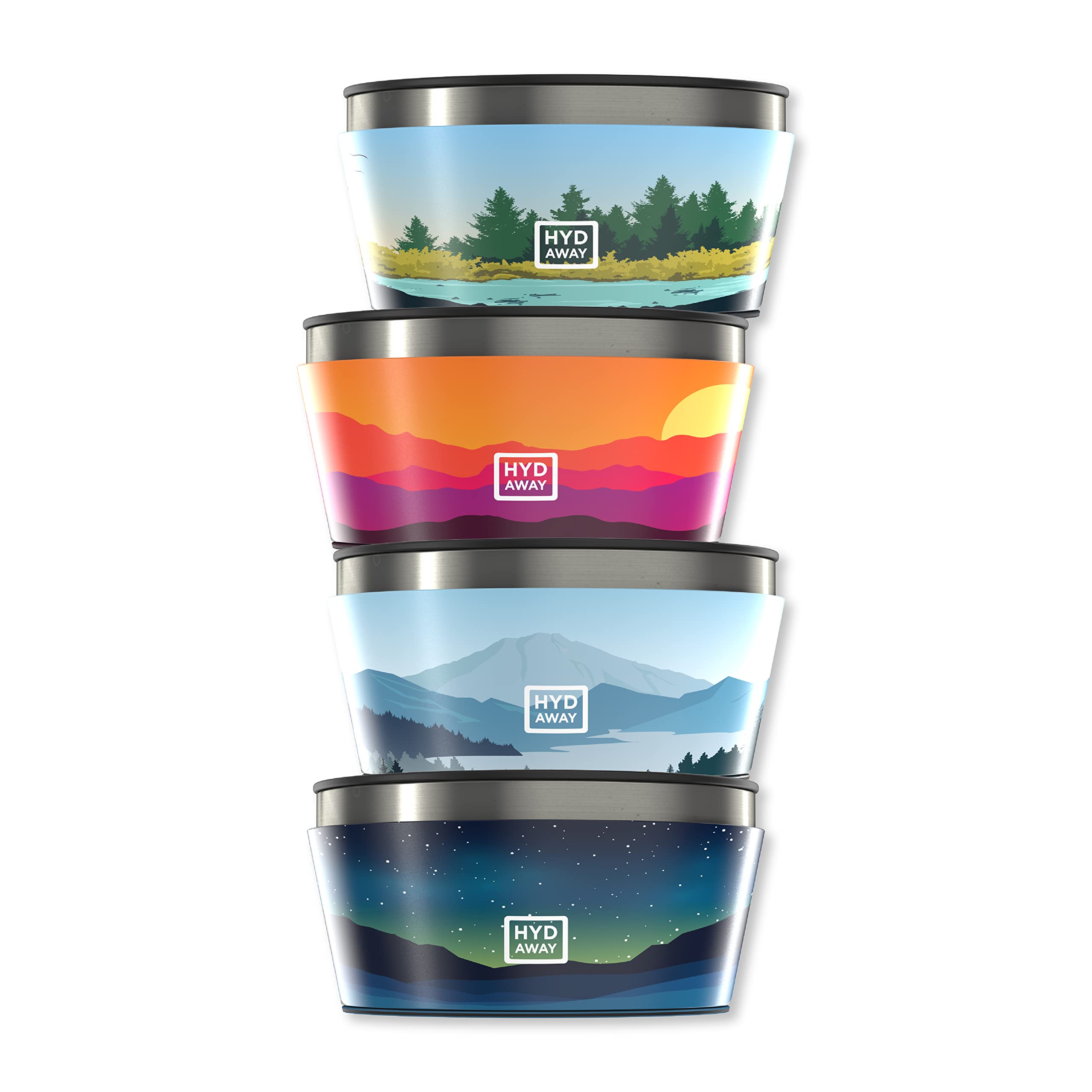 HYDAWAY 1-Quart Collapsible Insulated Bowls | 4-Pack | Lightweight & Space-Saving | Perfect for Camping, RV, Travel, Picnics & Pet Food Storage | BPA-Free & Leak-Proof Design