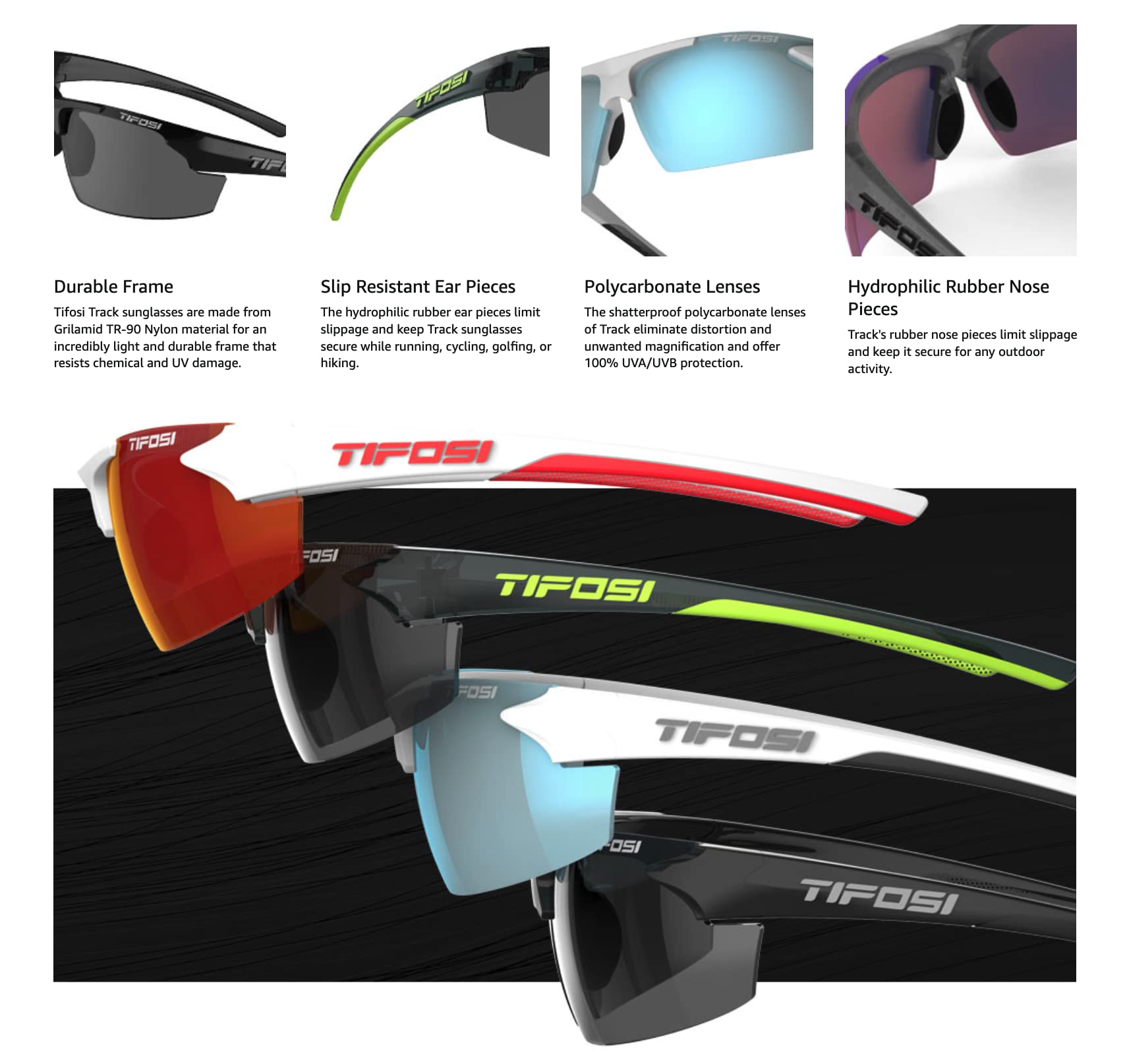 Track Sport Polarized Sunglasses for Men & Women - UV Protection, Lightweight & Durable for Baseball, Golf, Running, Tennis - Perfect for Outdoor Activities & Sports Enthusiasts