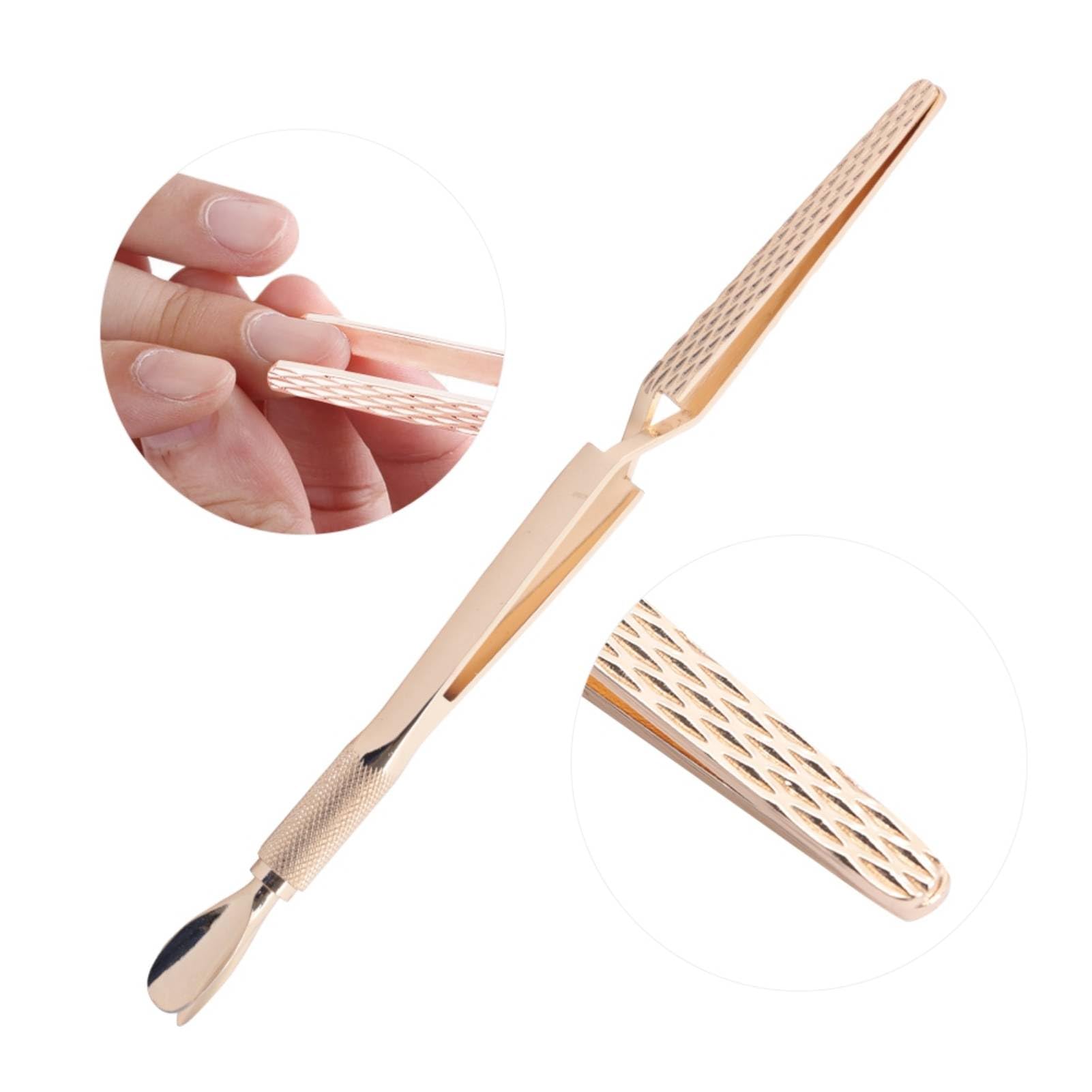 Professional Stainless Steel Nail Art Tool Set - Nail Shaping Clamp, Glue Remover, Cuticle Pusher & Pincher for Manicure & Pedicure (Gold) | Perfect for Salon, Home Nail Care & DIY Nail Art
