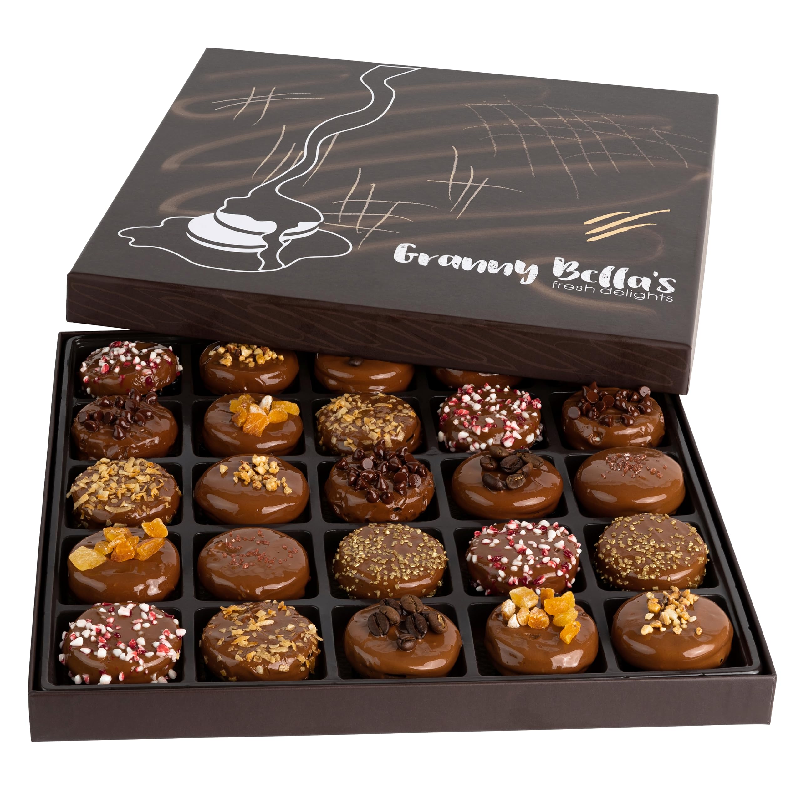 Easter Gift Basket - 25 Chocolate Covered Cookies & Gourmet Candy Gift Box for Food Delivery | Cookie Gifts for Men, Women, Kids & Friends | Spring Candy Treats Hamper Stuffer | Perfect for Easter Celebrations, Office Gifts & Holiday Parties