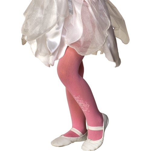 Rhinestone Flower Pink Girls' Tights - Elegant & Comfortable for Parties, Dance, and Special Occasions