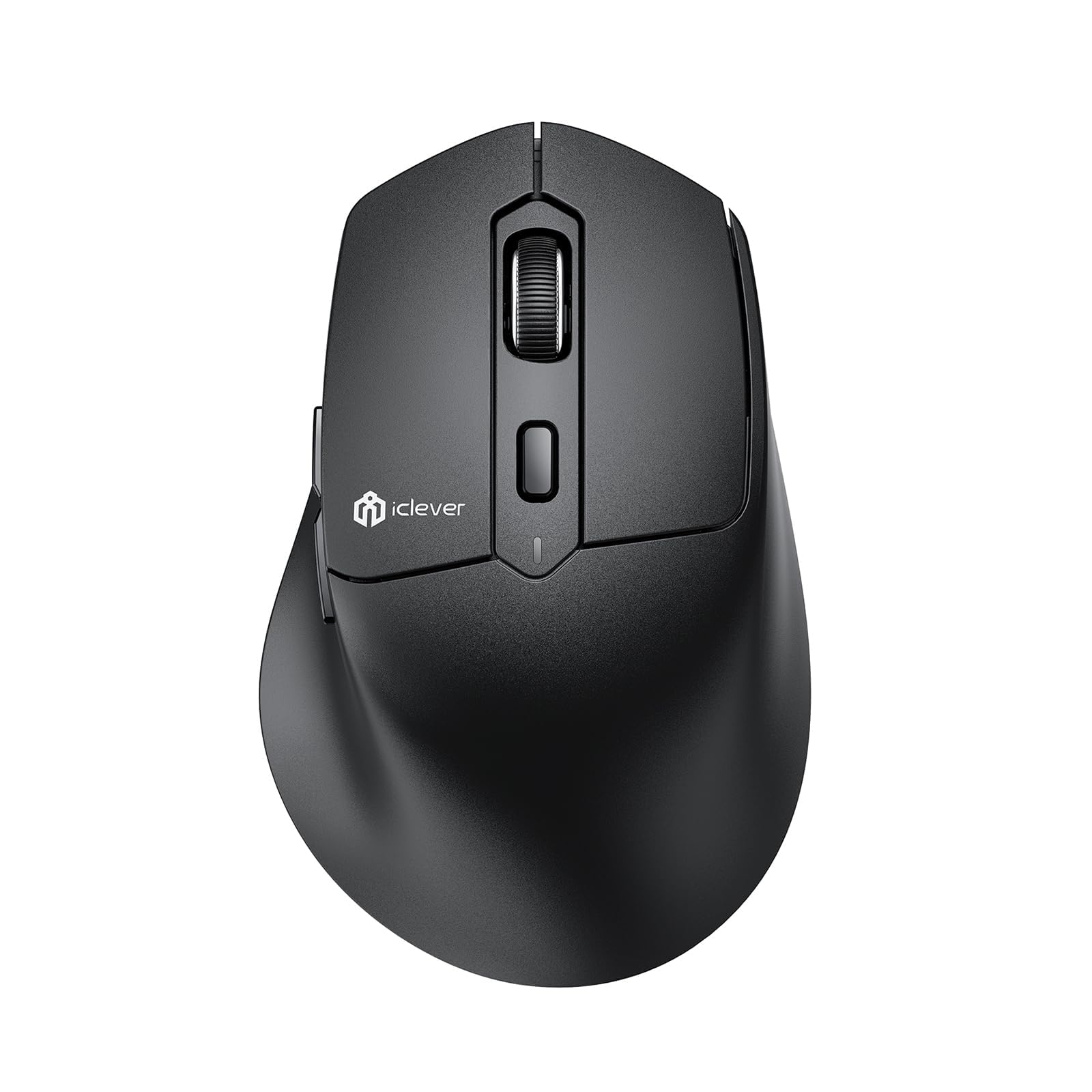 iClever MD360 Ergonomic Bluetooth Mouse with Mouse Jiggler - Wireless Rechargeable Mouse for iPad, Mac, PC - 3-Device Connectivity (BT/2.4G), 4 Adjustable DPI Settings - Perfect for Office, Home & Remote Work