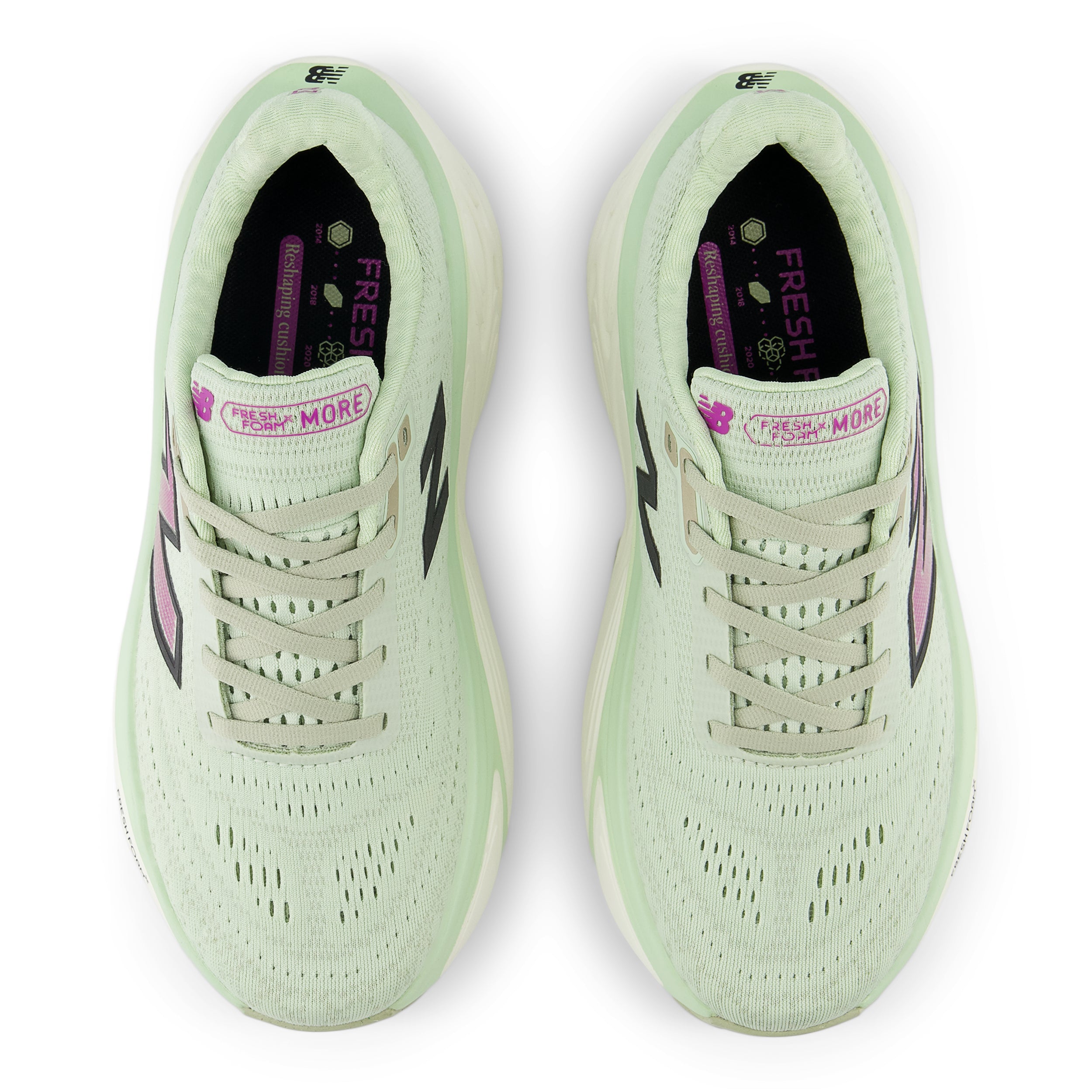 New Balance Women's Fresh Foam X More v5 Running Shoes - Lightweight Cushioned Sneakers in Natural Mint/Purple Fuchsia/Black | Perfect for Jogging, Gym Workouts & Everyday Comfort