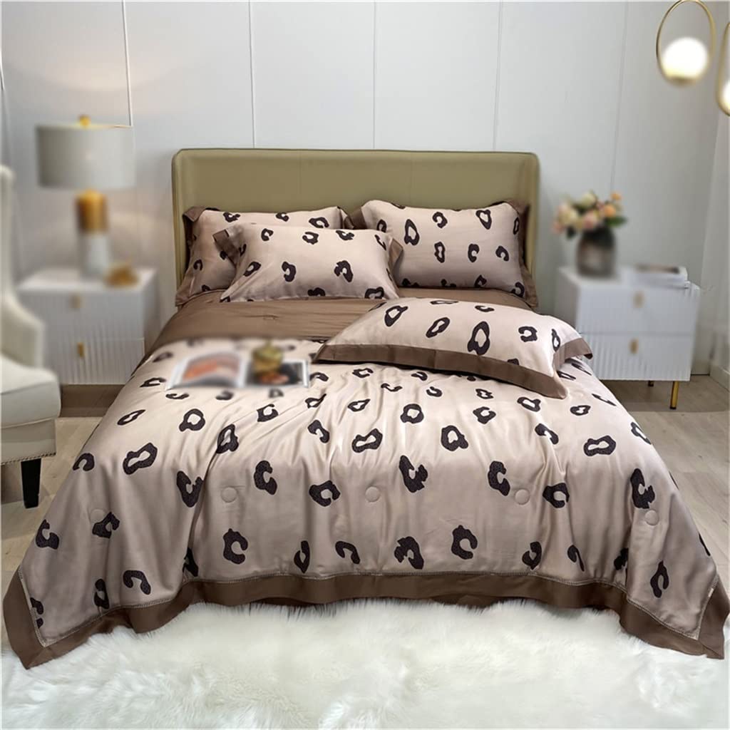 Xinmier 4-Piece Tencel Ice Silk Cooling Comforter Set - Double-Sided Summer Air Conditioning Blanket for Hot Sleepers (200x230cm, Color A) | Breathable & Lightweight for Bedroom, Guest Room, or Dorm Use