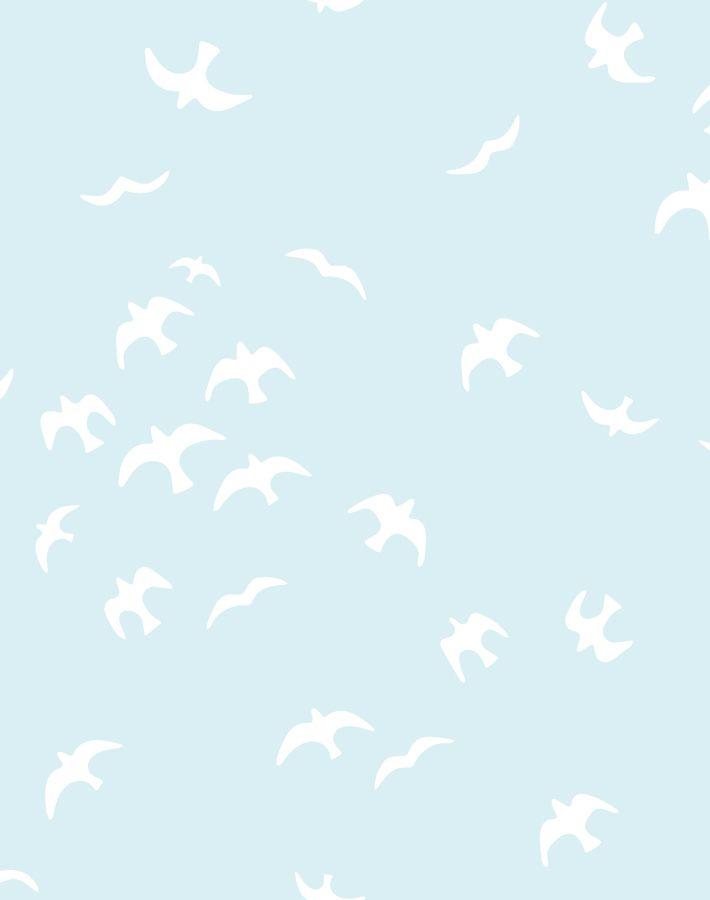 Gulls Wallpaper by Tea Collection - Pale Blue Coastal Design for Nursery, Bedroom & Bathroom Decor