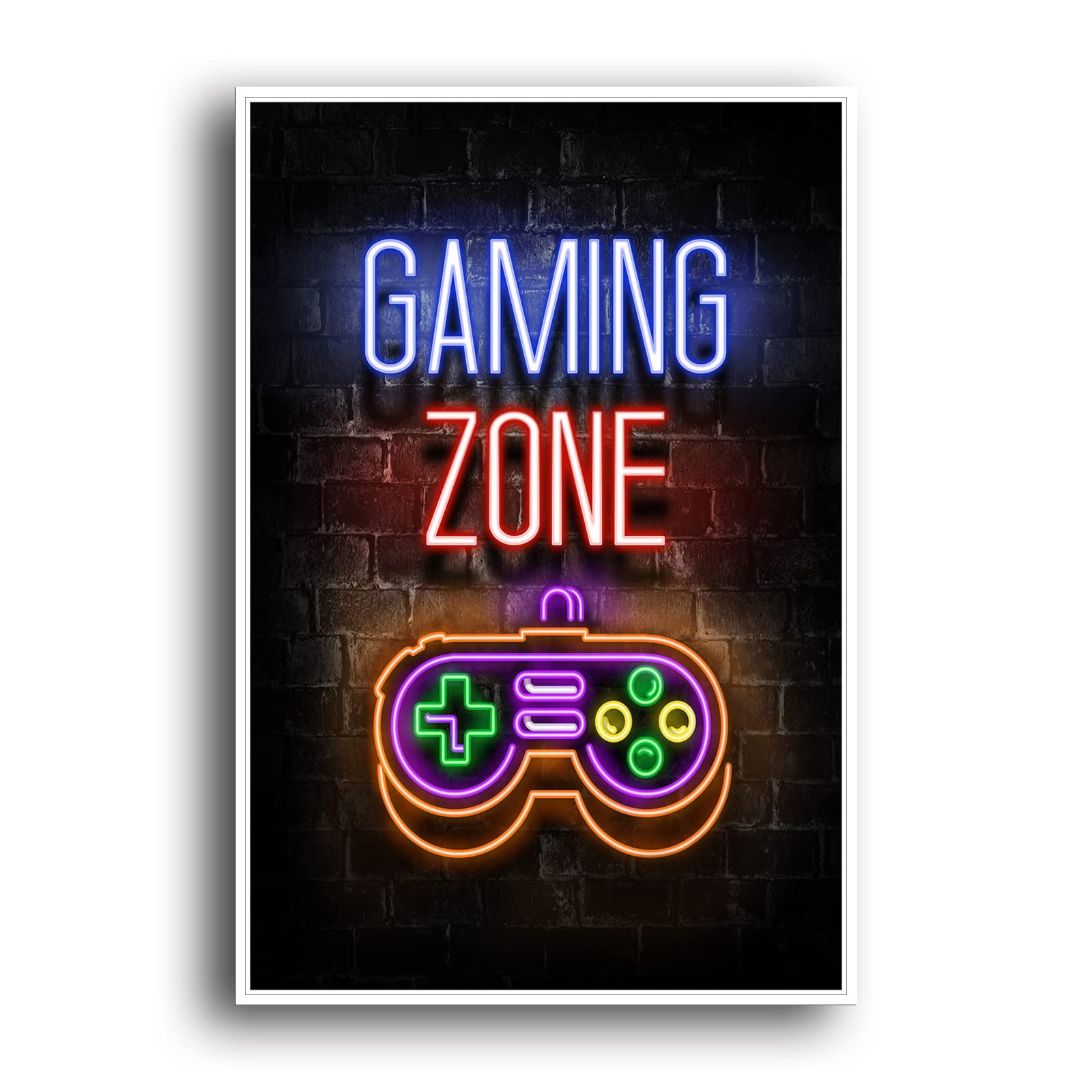 Neon Gaming Posters for Boys Room - 16x24 Inch Inspirational Video Game Wall Art, Gamer Decor for Teen Bedroom & Gaming Room - Perfect for Gaming Setup, Man Cave, or Esports Themed Spaces - YangTing (GAME-ONE)