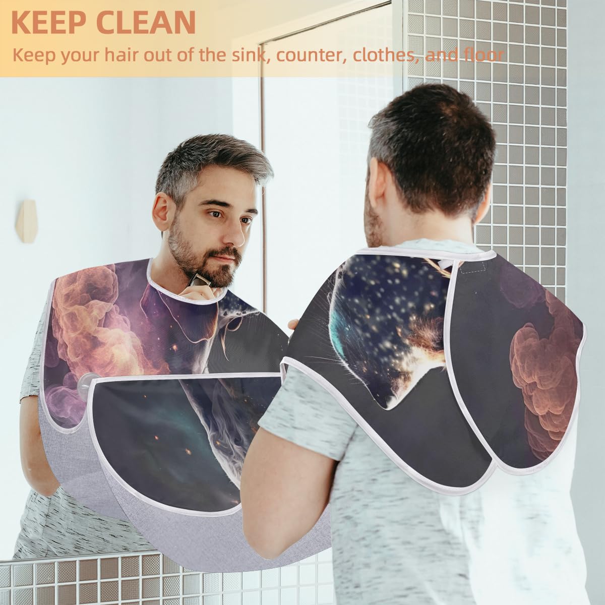 Men's Animal Print Dog Shaving Bib - Waterproof Beard Trimming Apron for Hair Dye & Makeup Protection, Barber Cape for Haircut & Grooming - Perfect Sink Cleaner & Gift for Stylists (Great for Home Salon, Barbershop & DIY Grooming)