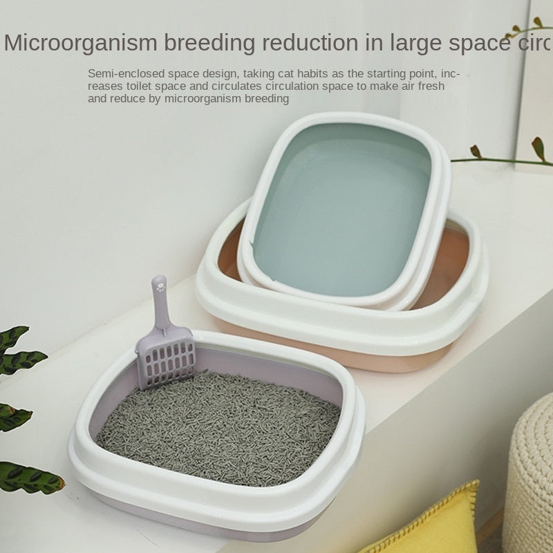Easy Clean Cat Litter Box with Scoop - Odor Control Self-Cleaning Pet Litter Tray for Indoor Cats - Perfect for Small Spaces & Multi-Cat Homes