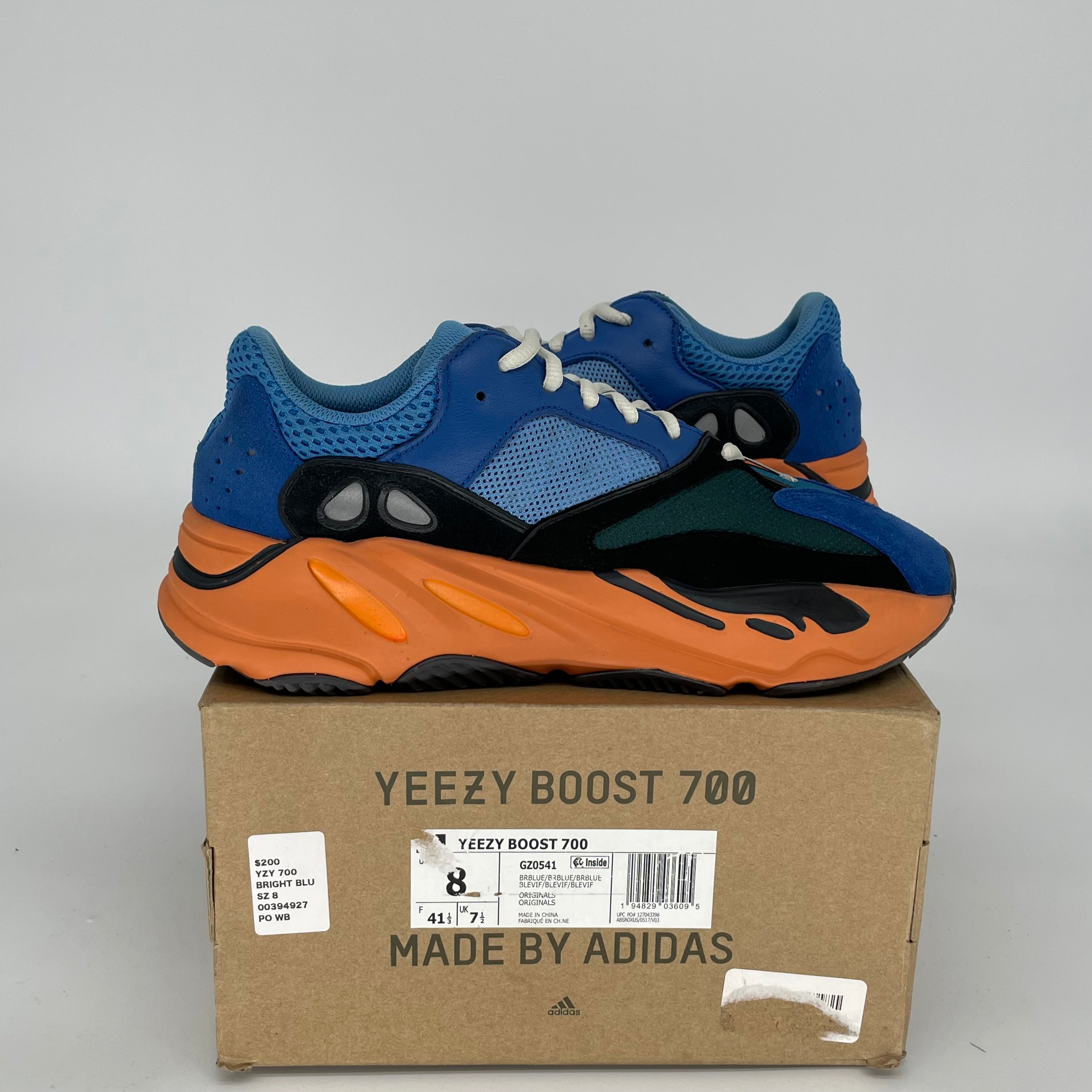 Adidas Yeezy 700 Bright Blue Sneakers - Men's Size 8 (GZ0541) | Comfortable Running Shoes for Casual Wear & Street Style Fashion