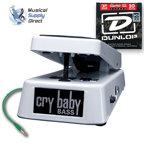 Dunlop 105Q Bass Wah Wah Pedal - White | Premium Guitar Effect Pedal for Bass Players | Includes Free Strings & Cable | Perfect for Live Performances & Studio Recording