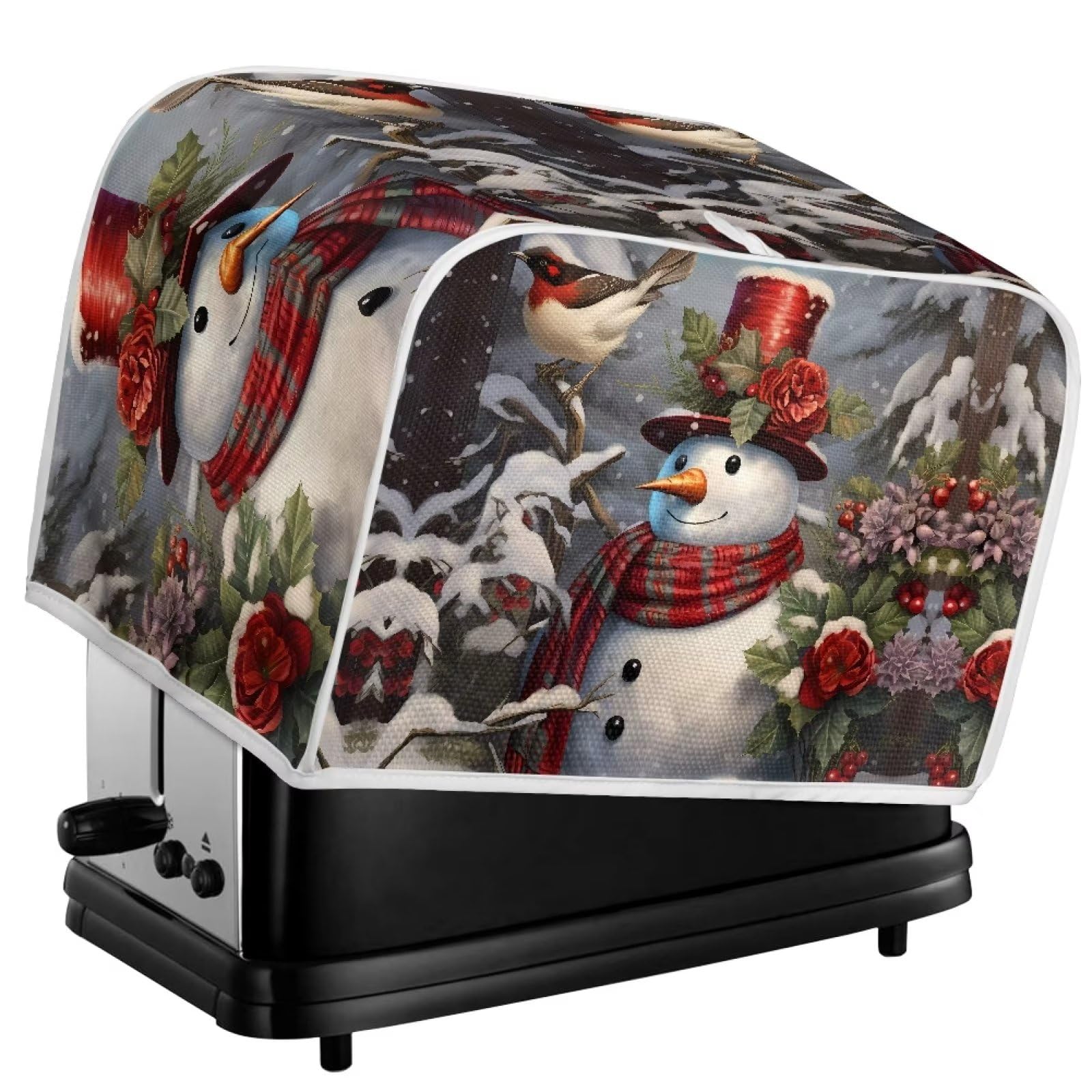 2 Slice Toaster Cover - Christmas Snowman Printed Bread Maker & Microwave Oven Dust Cover - Kitchen Appliance Protector with Fingerprint Protection - Perfect for Holiday Decor & Small Appliance Storage