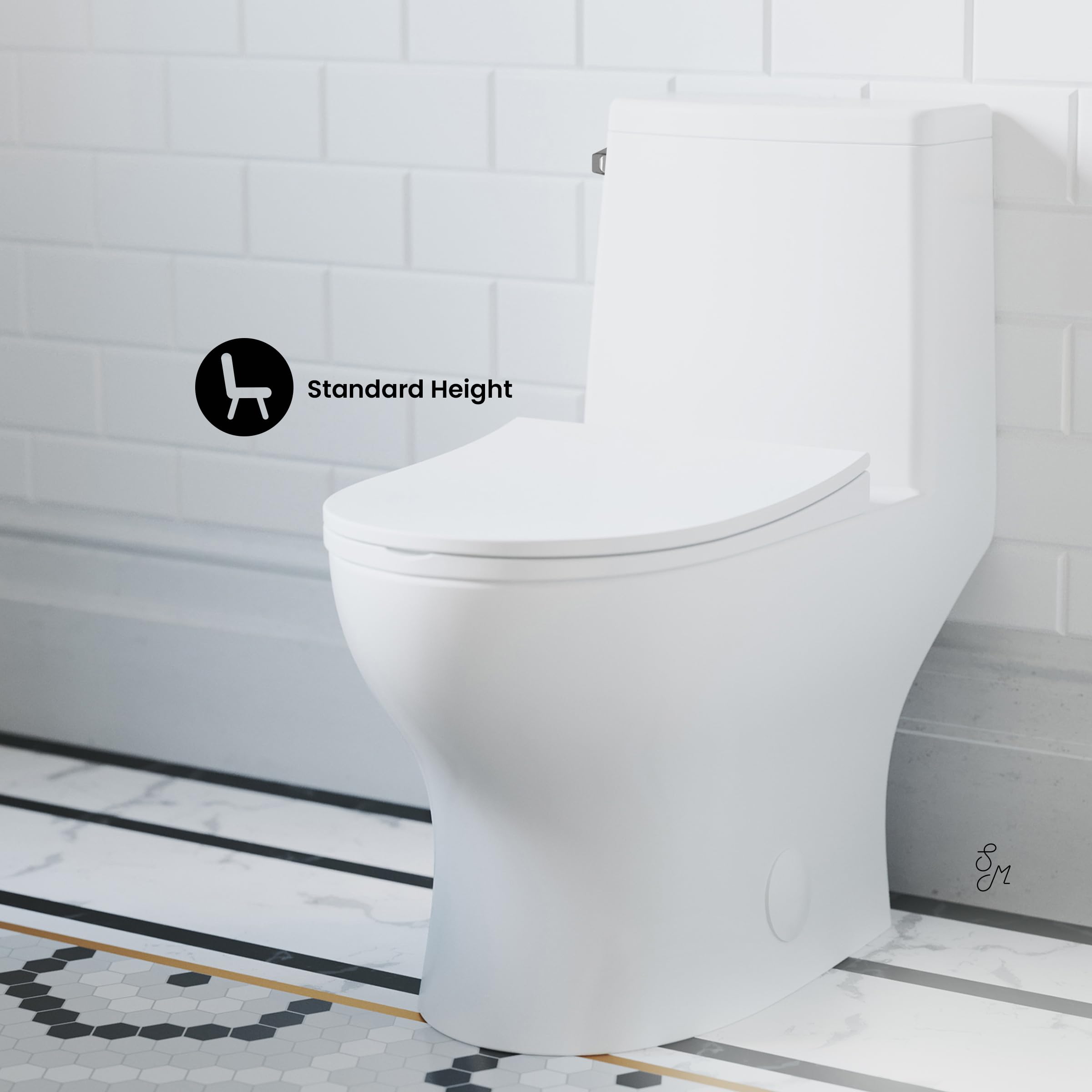 Ivy One-Piece Left-Hand Flush Toilet 1.28 GPF Water-Saving Elongated Bowl - Perfect for Small Bathrooms & Modern Homes