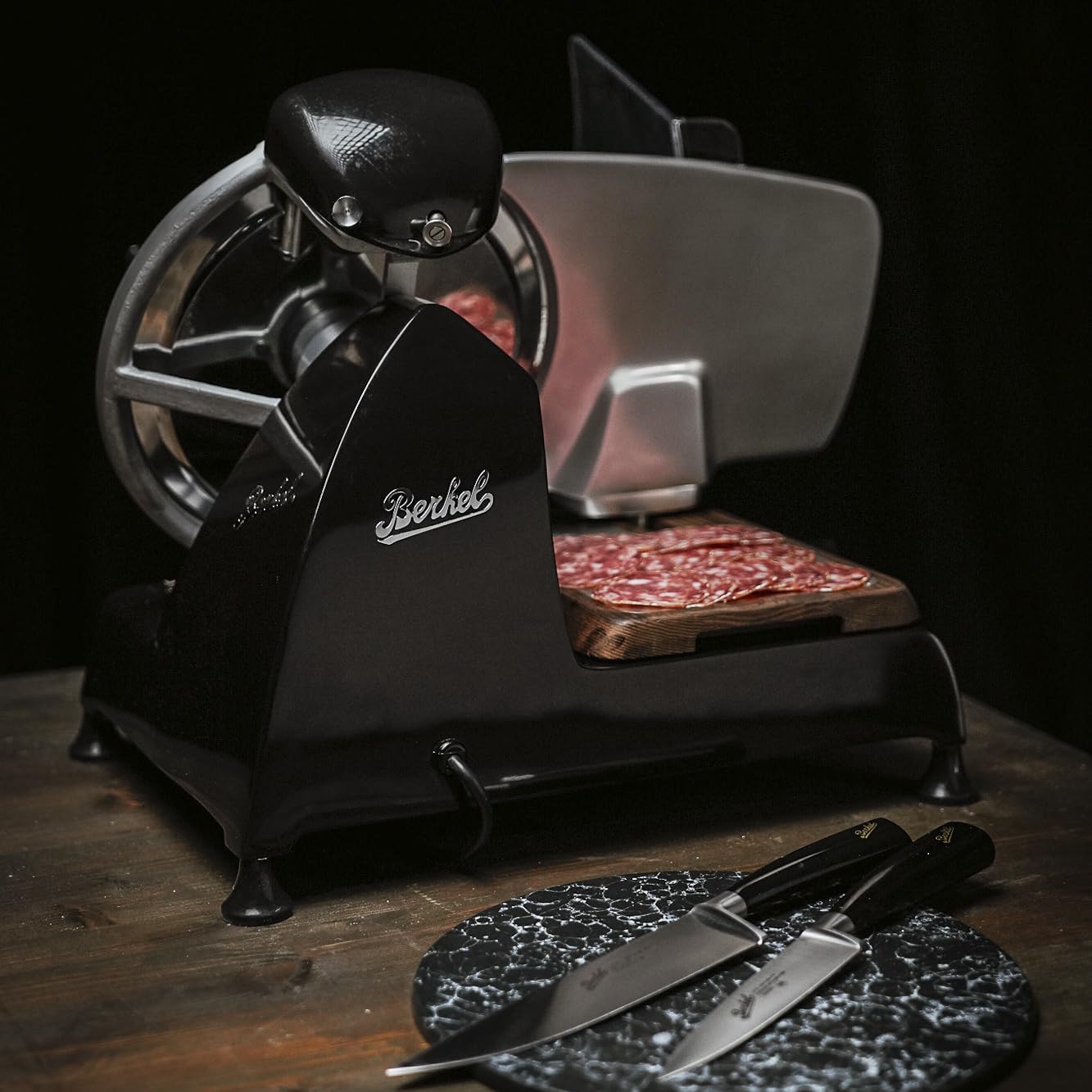 Premium Berkel Presenting Board for Red Line 250 Slicers - Solid Wood Base with Stainless Steel Plate - Perfect for Displaying Meat, Prosciutto, Cheese & Vegetables - Handcrafted in Italy - Ideal for Deli Counters, Charcuterie Boards & Gourmet Food Presentation
