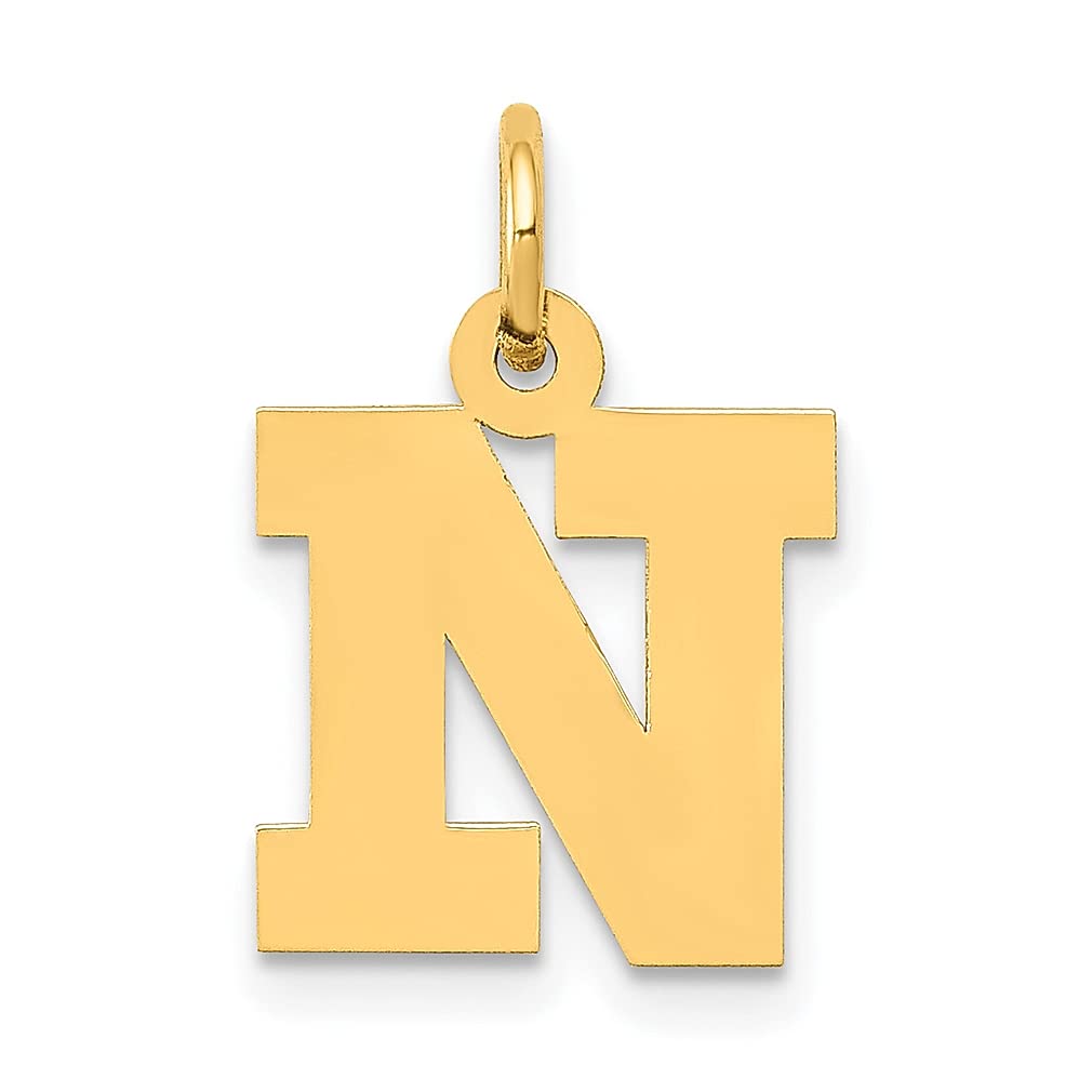 14K Yellow Gold Small Block Letter N Initial Monogram Name Charm Necklace Pendant - Dainty Personalized Jewelry for Women - Perfect Gift for Her, Birthday, Anniversary & Valentine's Day