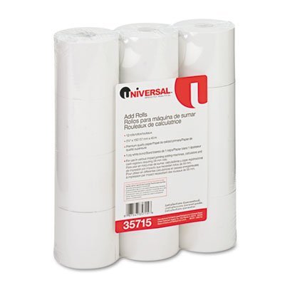 Universal UNV35715 Adding Machine Calculator Roll - 2-Ply 57mm x 150ft Thermal Paper Rolls for Printing Calculators, Cash Registers & POS Systems - Office, Retail & Restaurant Supply