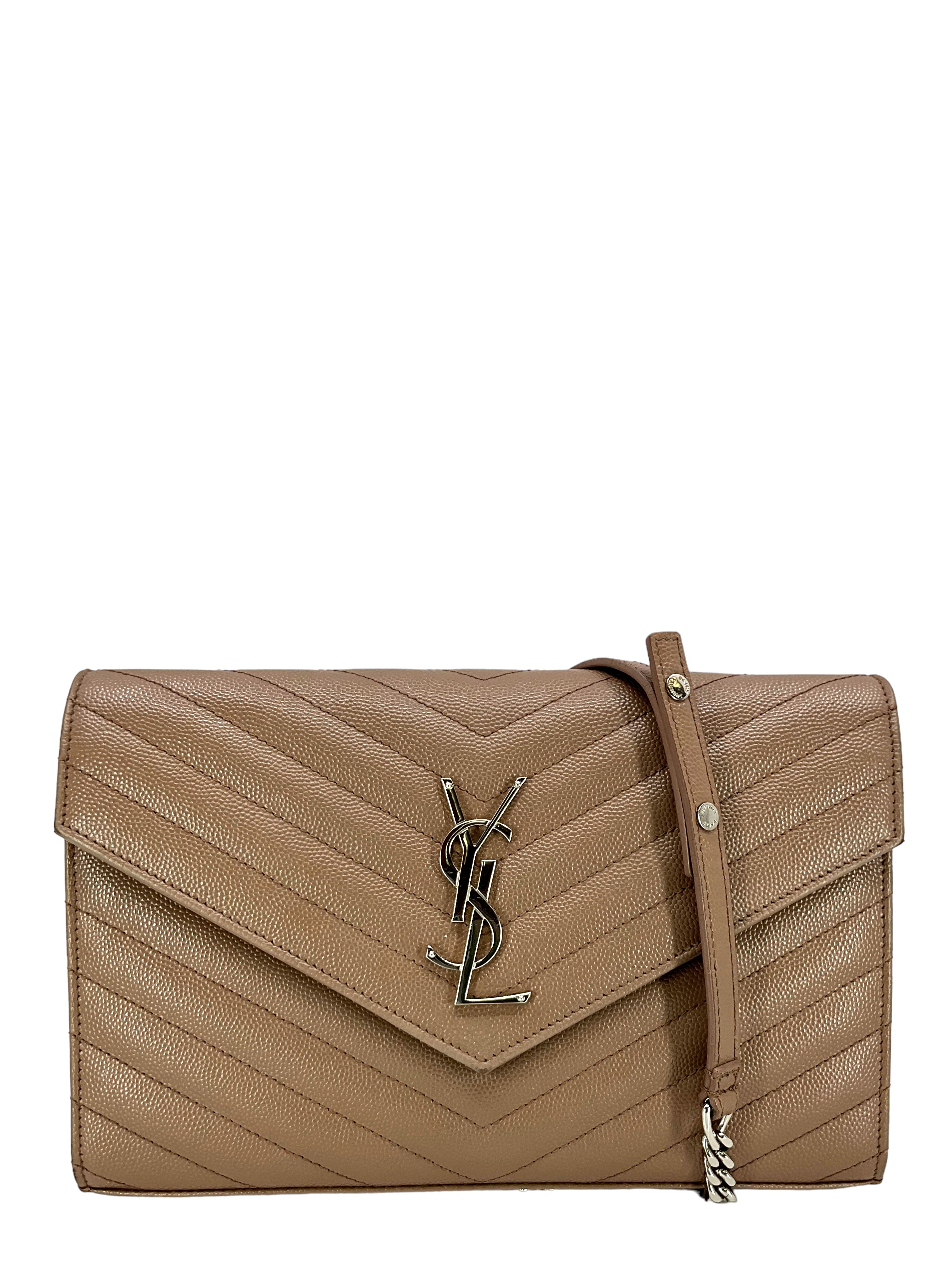 SAINT LAURENT Cassandre Matelasse Envelope Chain Wallet - Luxury Crossbody Bag for Women | Perfect for Evening Parties, Date Nights & Travel Accessories