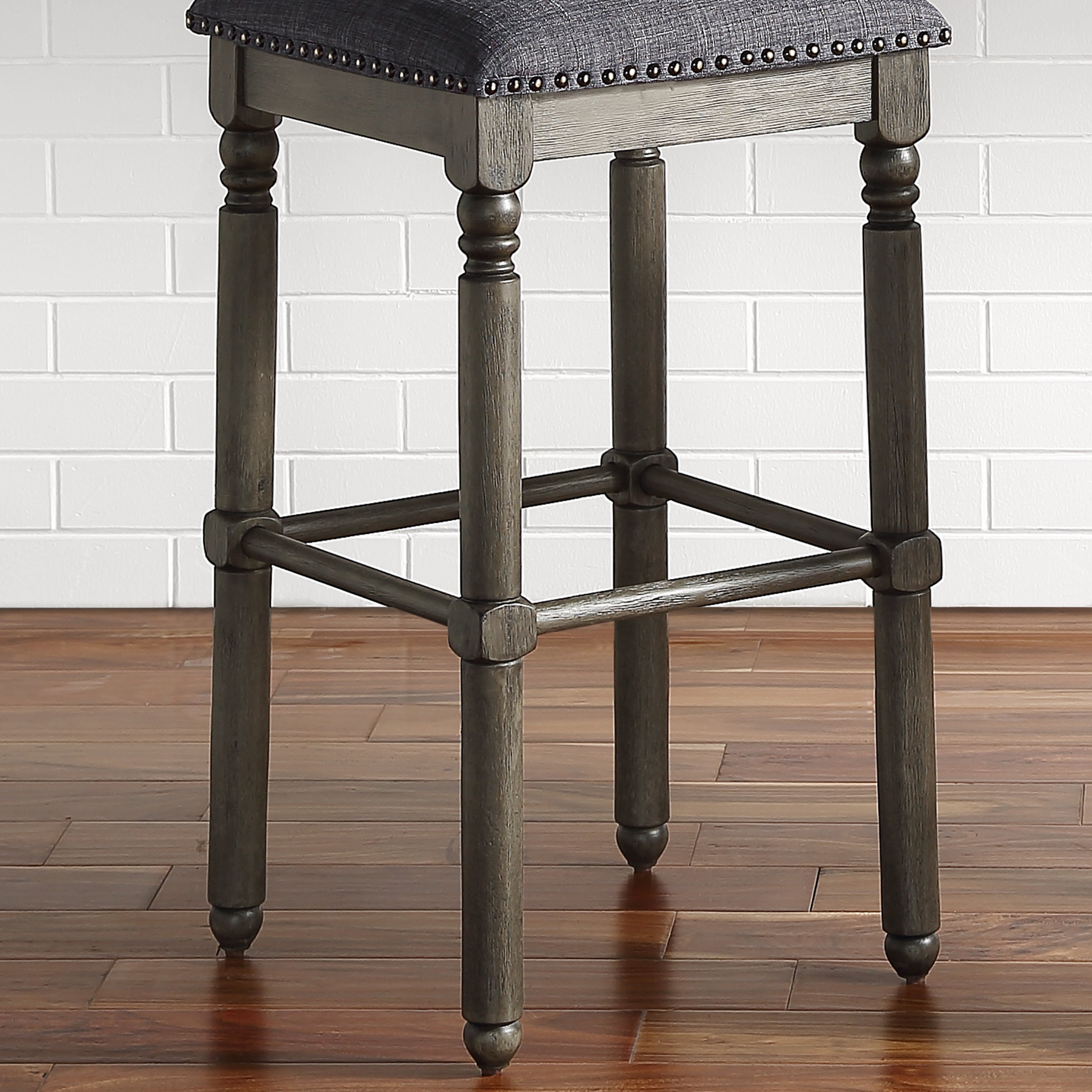 Roundhill Furniture Arnhem Wood Gray Upholstered Swivel Bar Stools, Set of 2 - Modern Counter Height Stools for Kitchen Island, Breakfast Bar & Home Pub Decor
