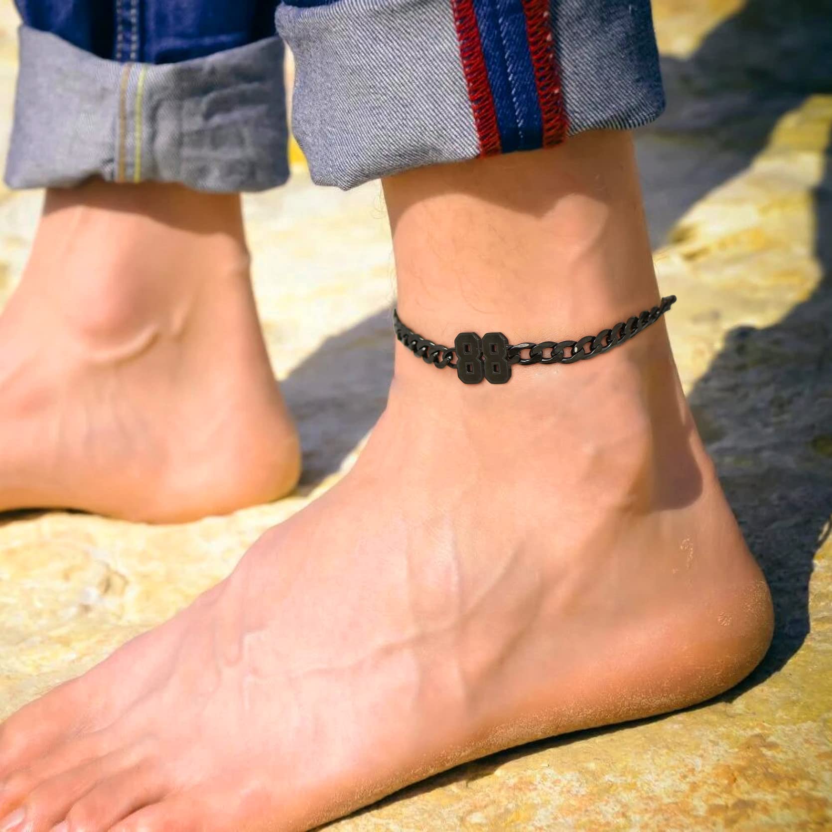 Custom Gold Name Anklet for Women & Men - Personalized Summer Jewelry Ankle Bracelet 8.5
