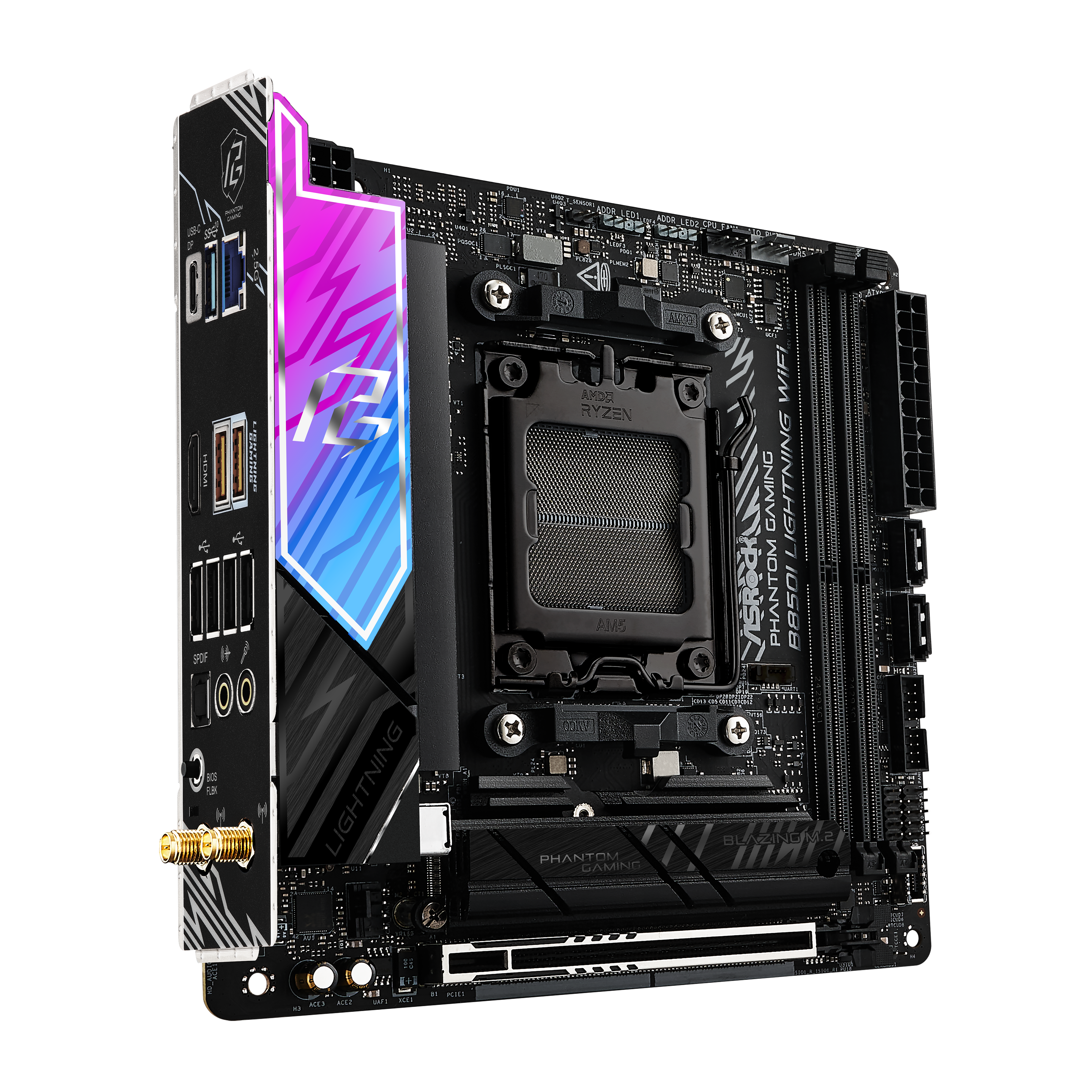 ASRock B850I Lightning WiFi Mini ITX Motherboard - AMD AM5 Socket, DDR5 Support, WiFi 6 - Perfect for Compact Gaming PCs & Home Theater Builds