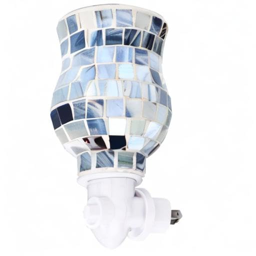 Premium Plug-in Wax Melt Warmer - Glass Mosaic Oil Diffuser with Fragrance Wax Melts | Home Aromatherapy, Bedroom Decor & Night Light (Blue) | Perfect for Relaxation, Stress Relief & Creating Cozy Atmosphere