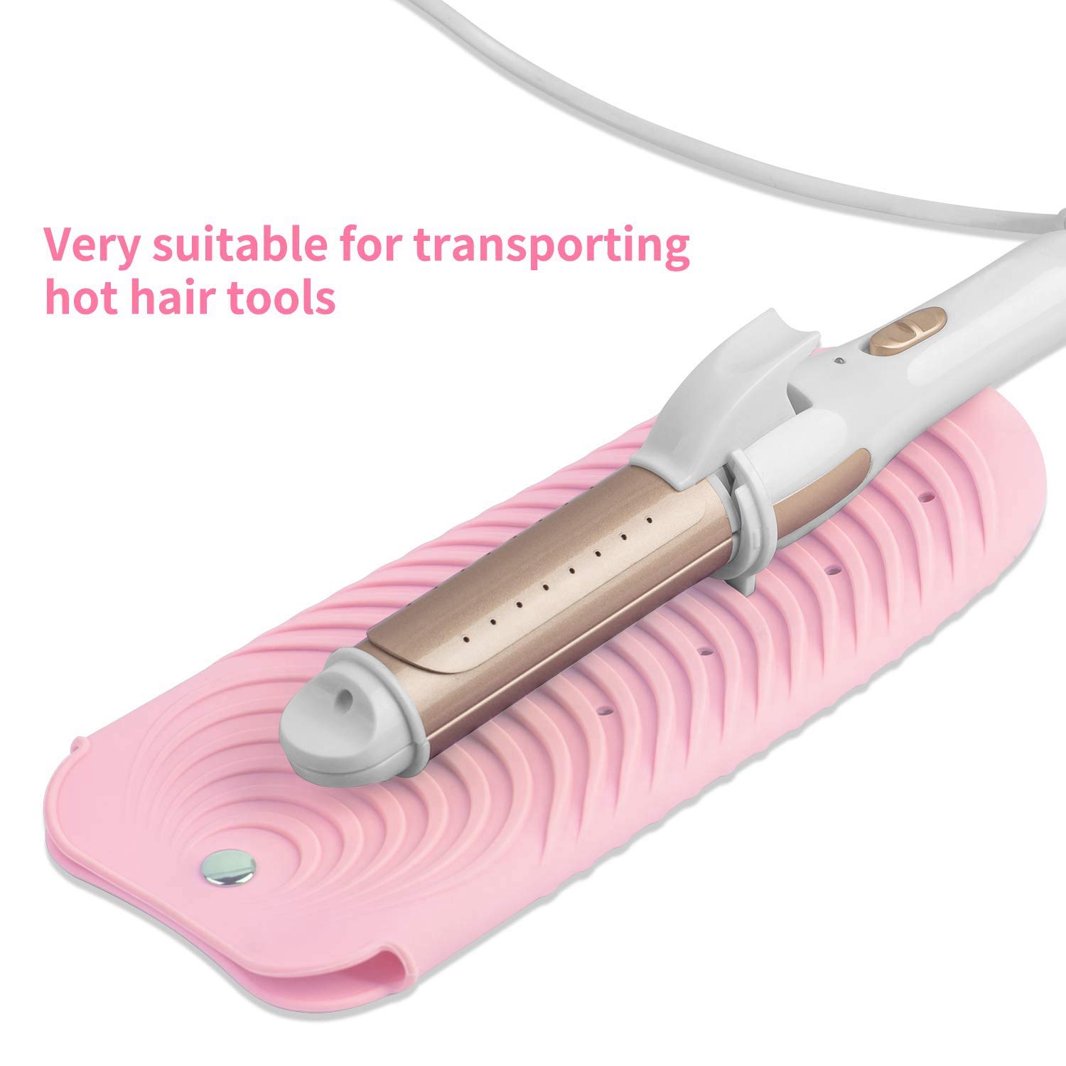 Pink Heat-Resistant Hair Straightener Pouch - Protective Mat Holder for Flat Irons & Curling Wands | Perfect for Travel, Salon & Home Styling