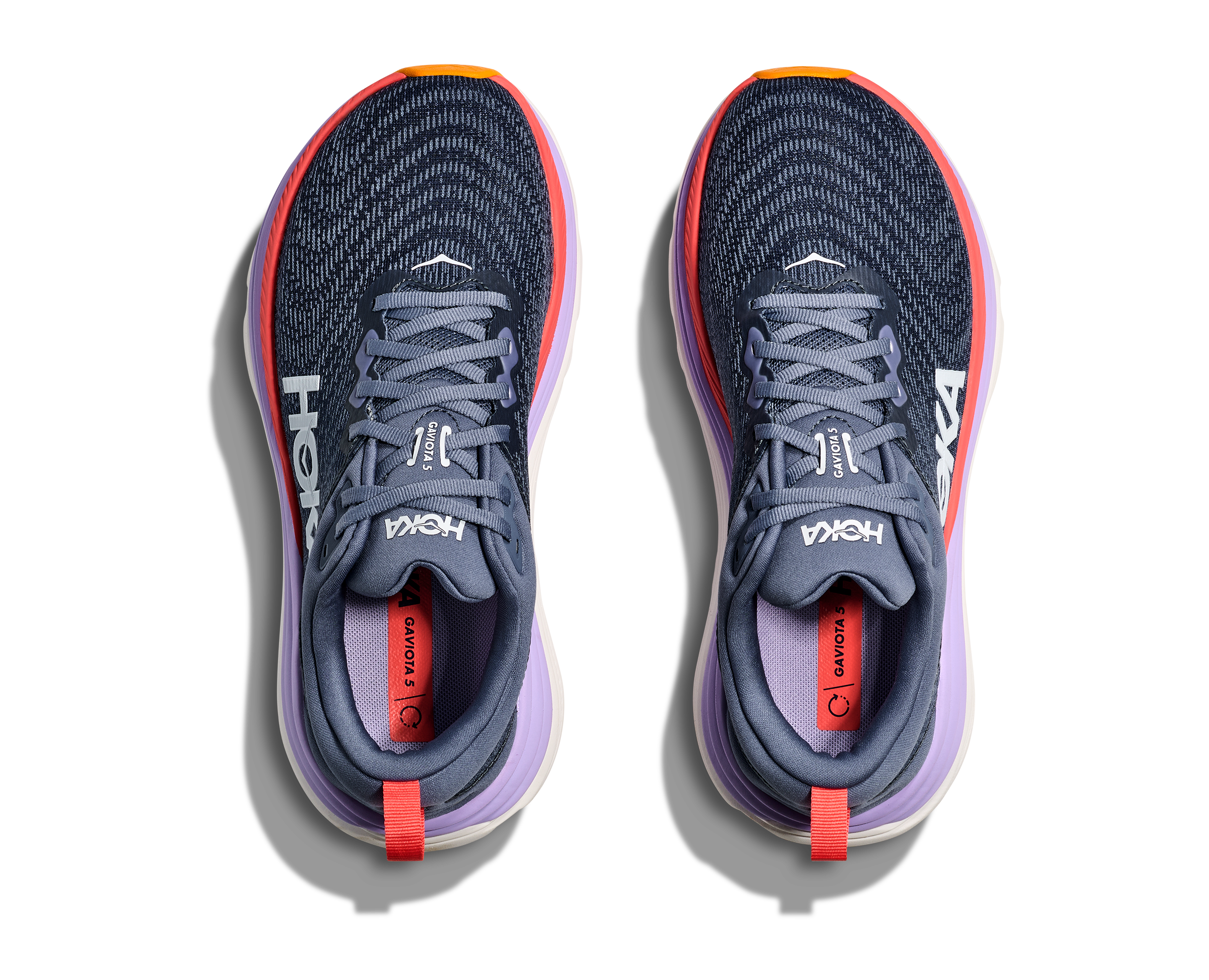 Women's HOKA Gaviota 5 Wide Running Shoes - ARP Anchor/Grapefruit Color - Stability & Cushion for Long-Distance Running & Walking