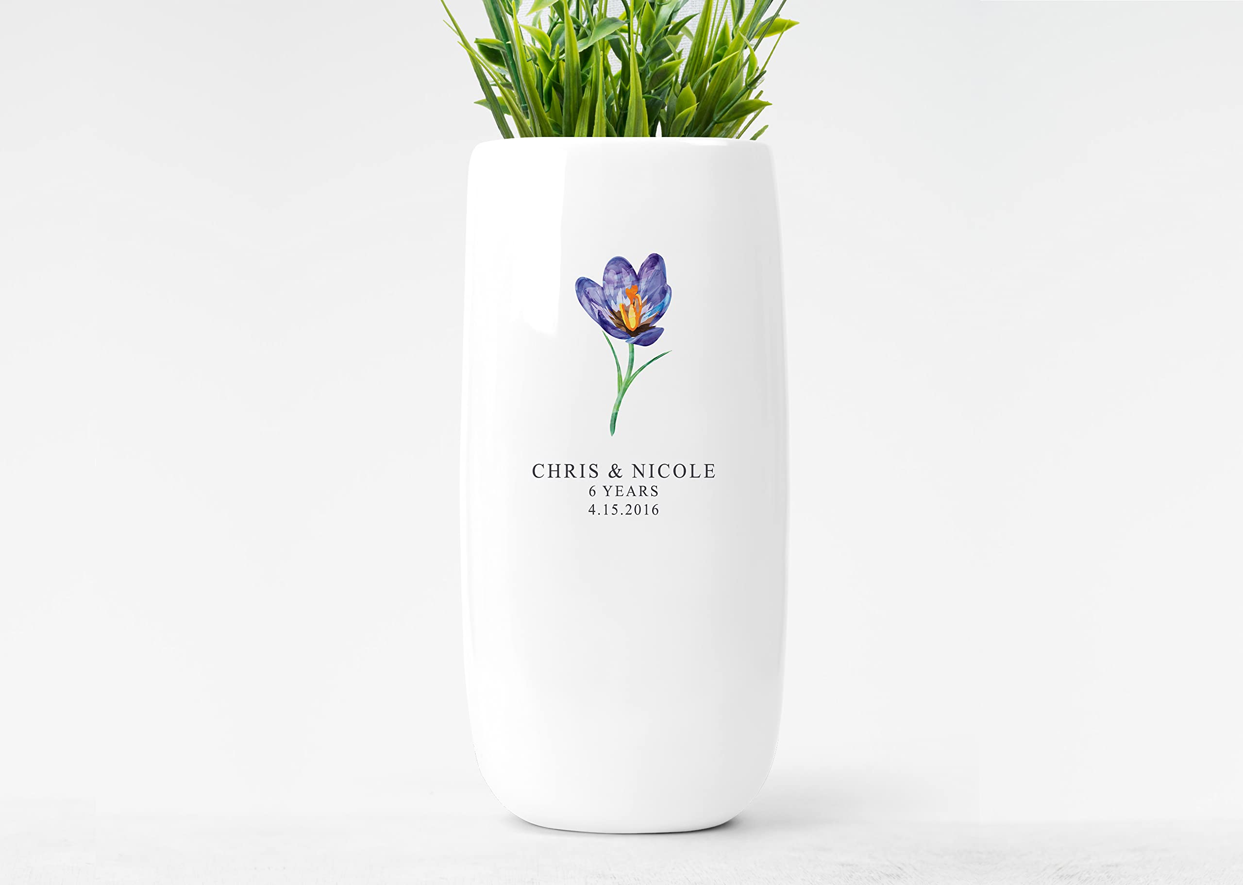 Personalized Ceramic Vase - Custom Engraved Wedding Anniversary Gift for Couples - Handmade Home Decor for Living Room, Bedroom & Wedding Centerpiece