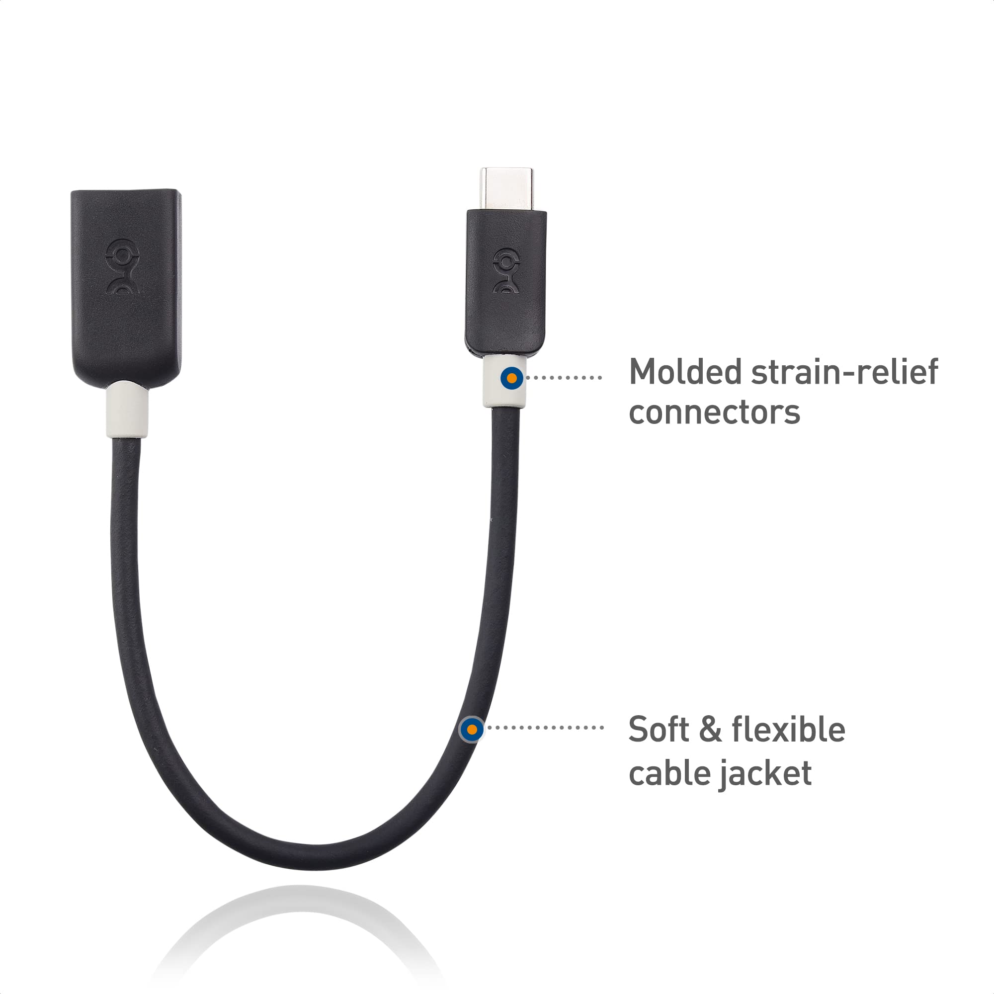 Cable Matters 6 Inch USB C to USB 3.0 Adapter - USB Type C Male to USB A Female Converter - OTG Compatible for MacBook, iPad Pro, Samsung Galaxy - Fast Data Transfer & Charging - Perfect for Travel, Office & Home Use