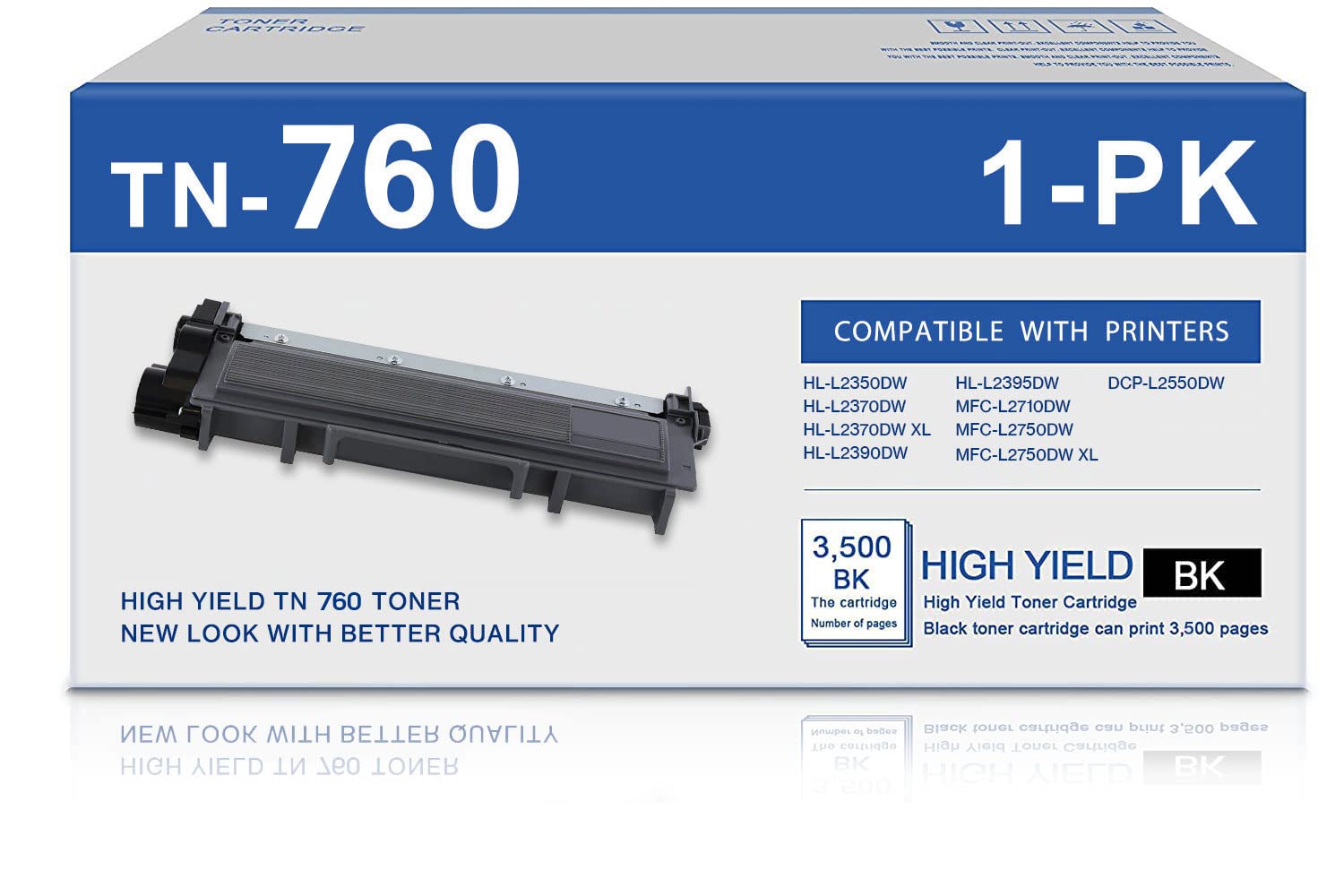 Brother TN760 High Yield Black Toner - Compatible with HL-L2350DW, DCP-L2550DW for Home & Office Printing